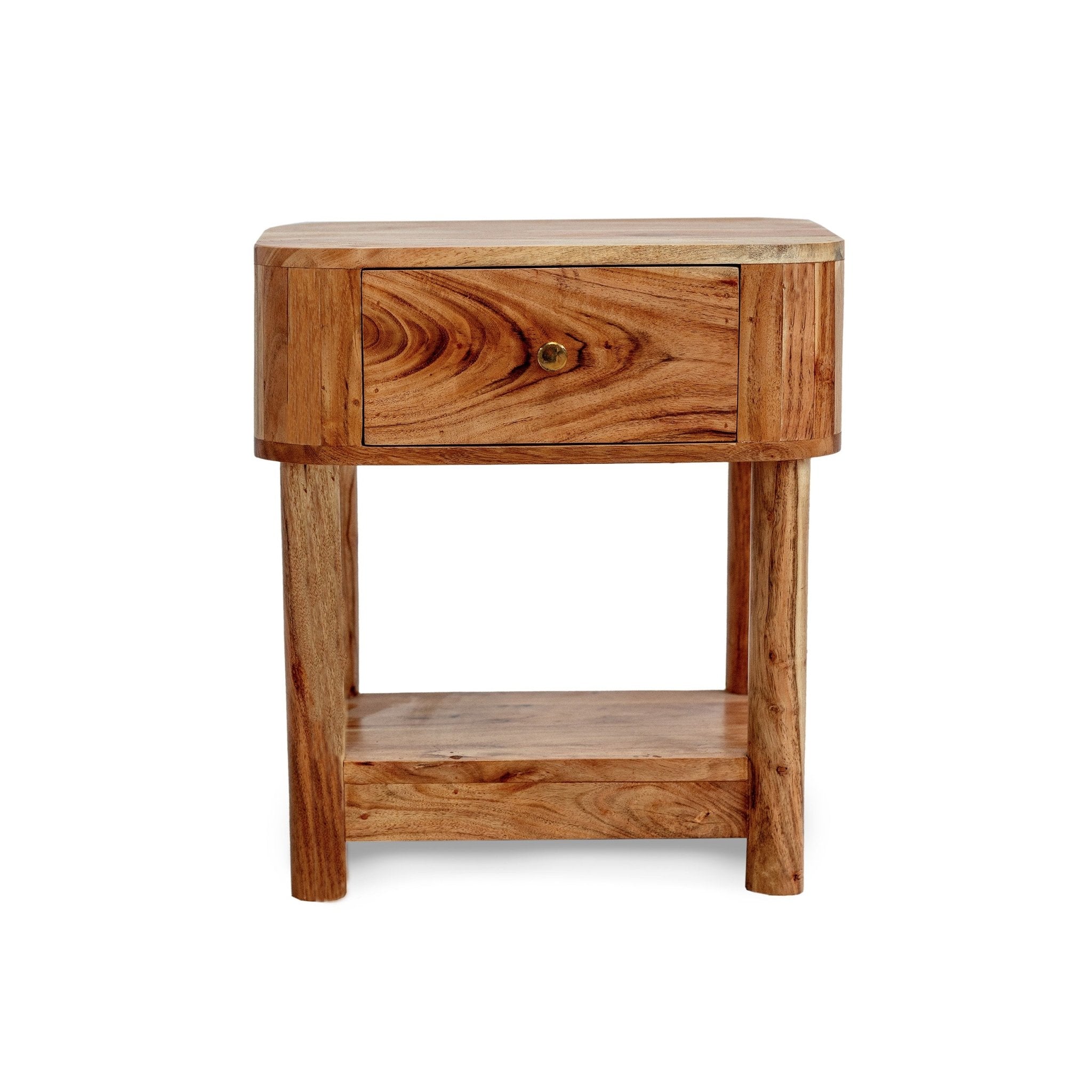 Avery Acacia Wood 1 Drawer Nightstand - Natural