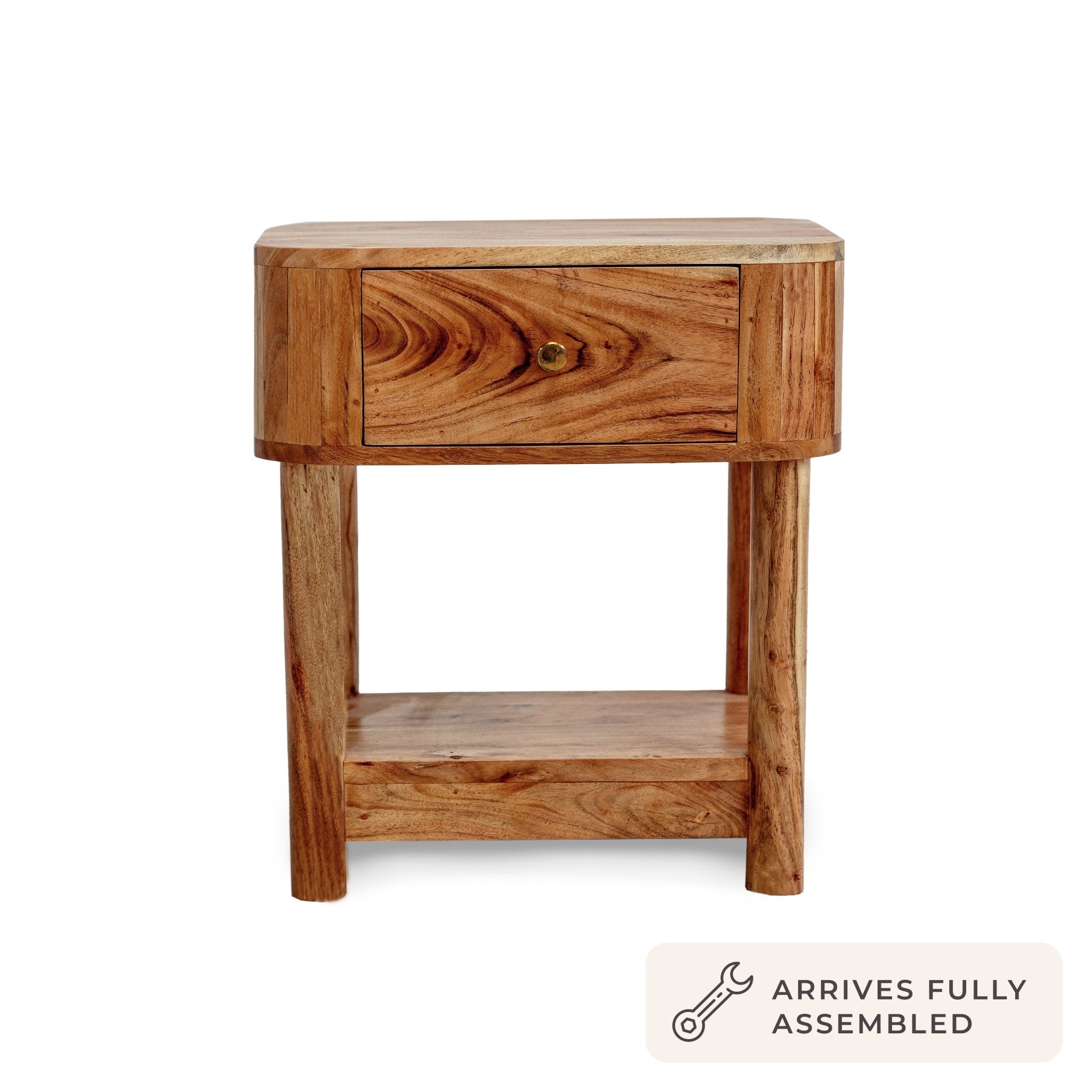 Avery Acacia Wood 1 Drawer Nightstand - Natural
