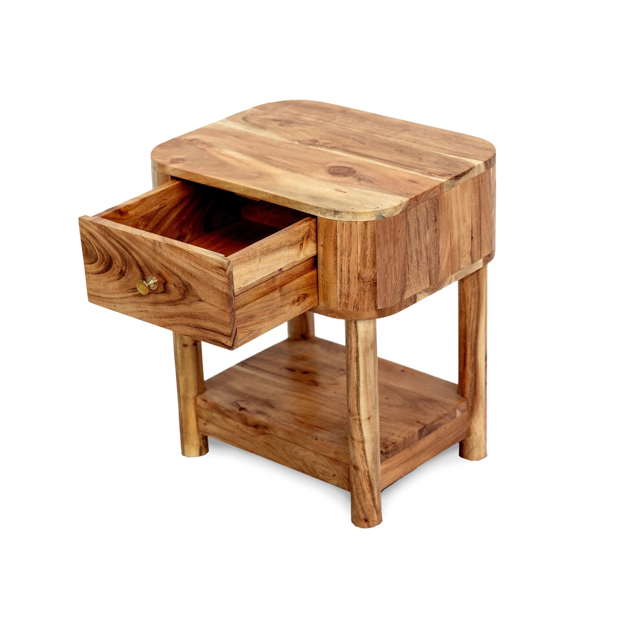 Avery Acacia Wood 1 Drawer Nightstand - Natural