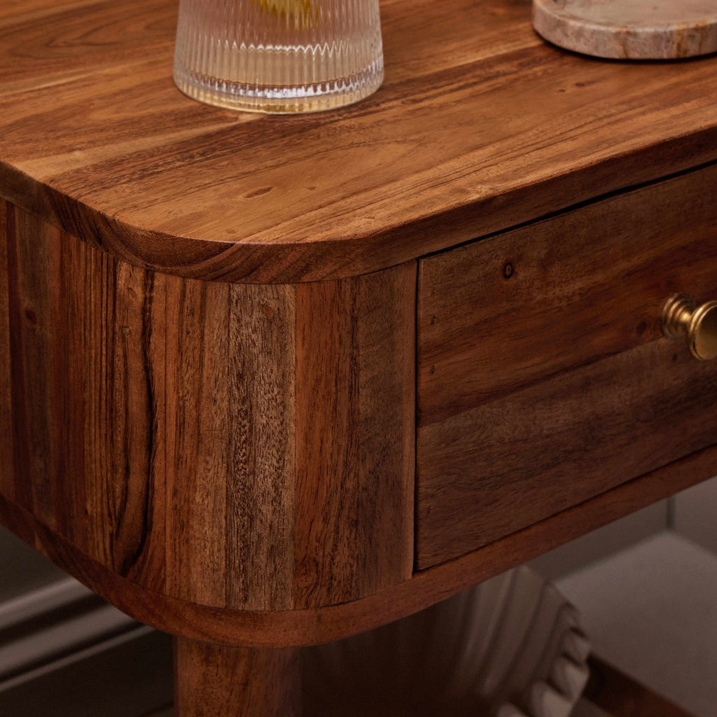 Avery Acacia Wood 1 Drawer Nightstand - Natural