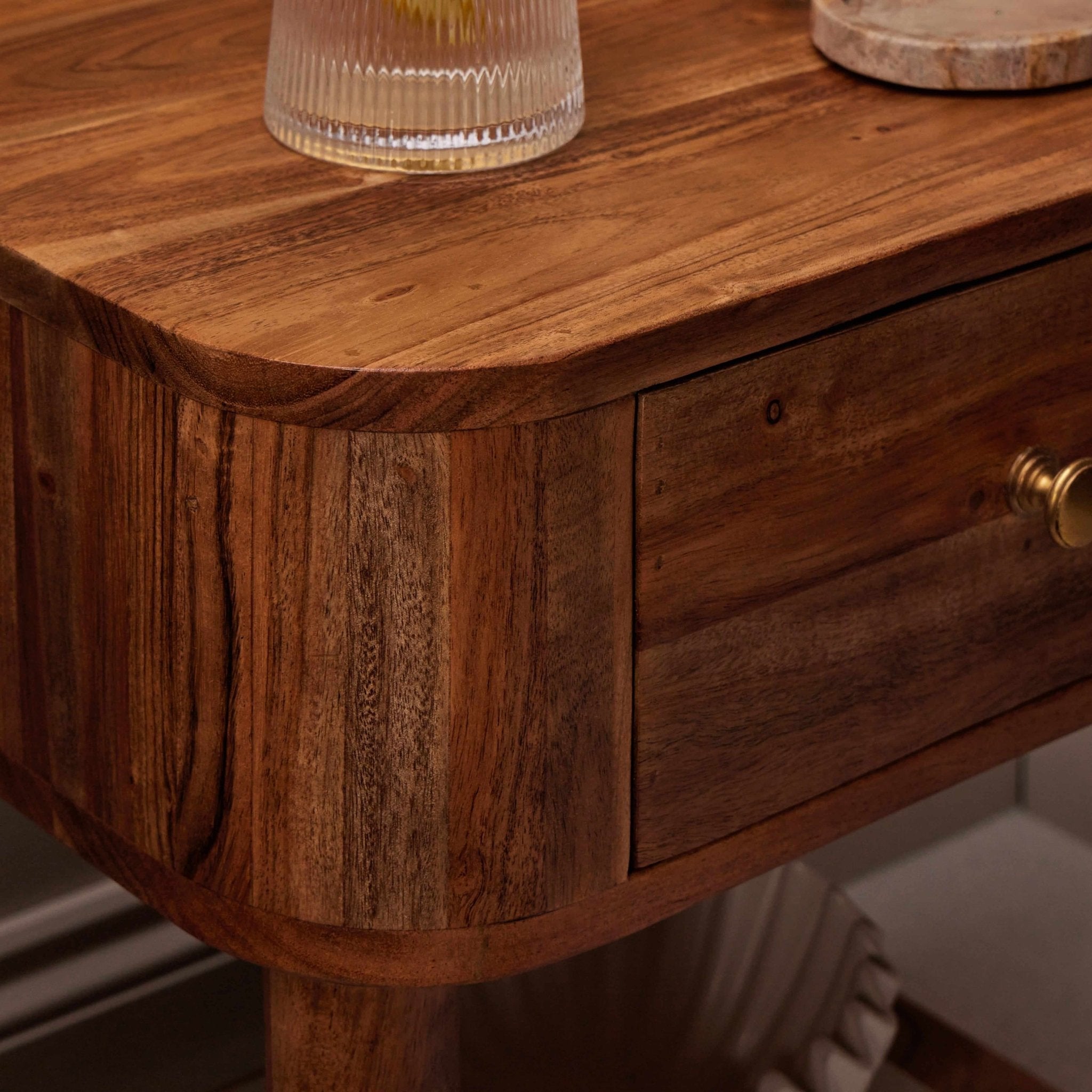 Avery Acacia Wood 1 Drawer Nightstand - Natural