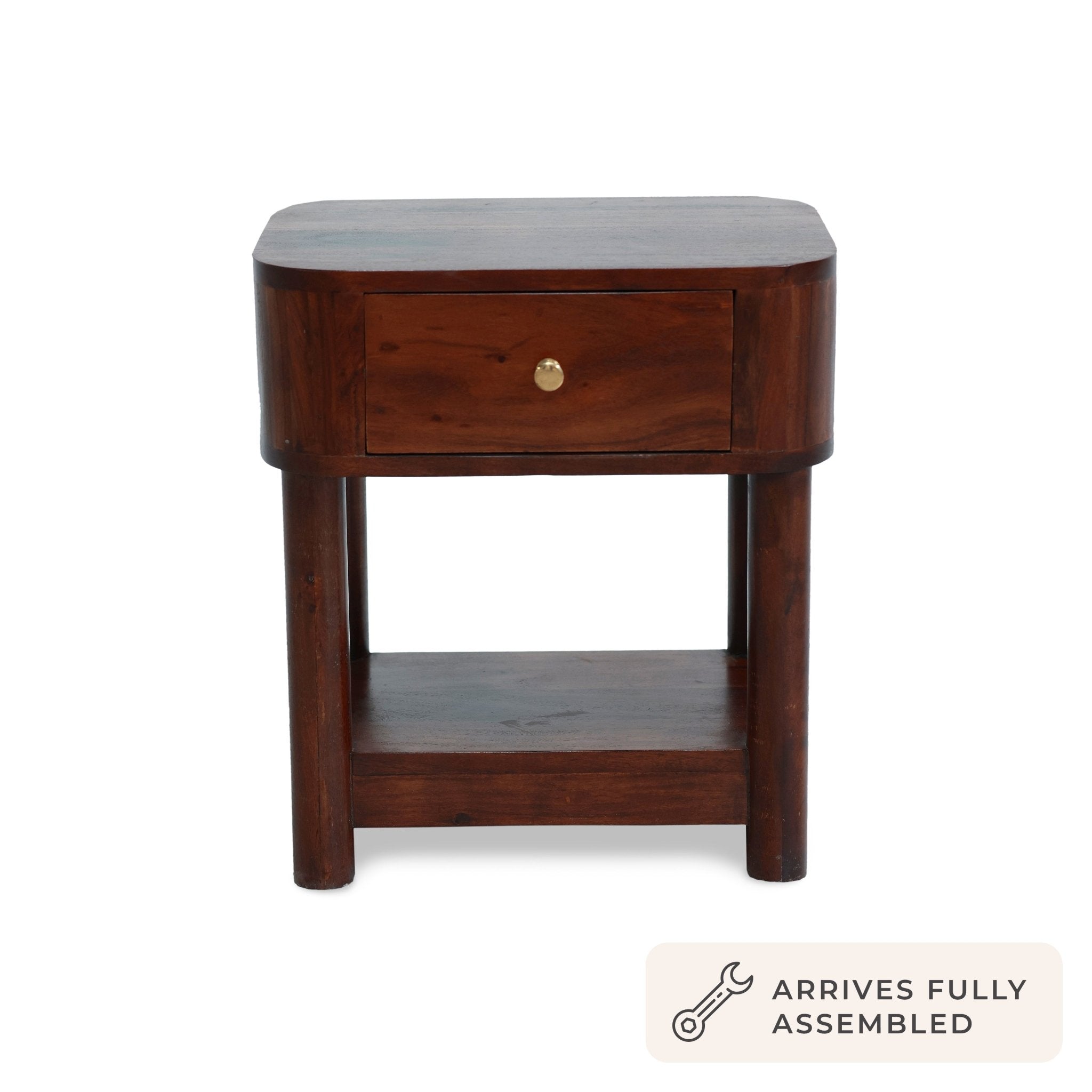 Avery Acacia Wood 1 Drawer Nightstand - Walnut