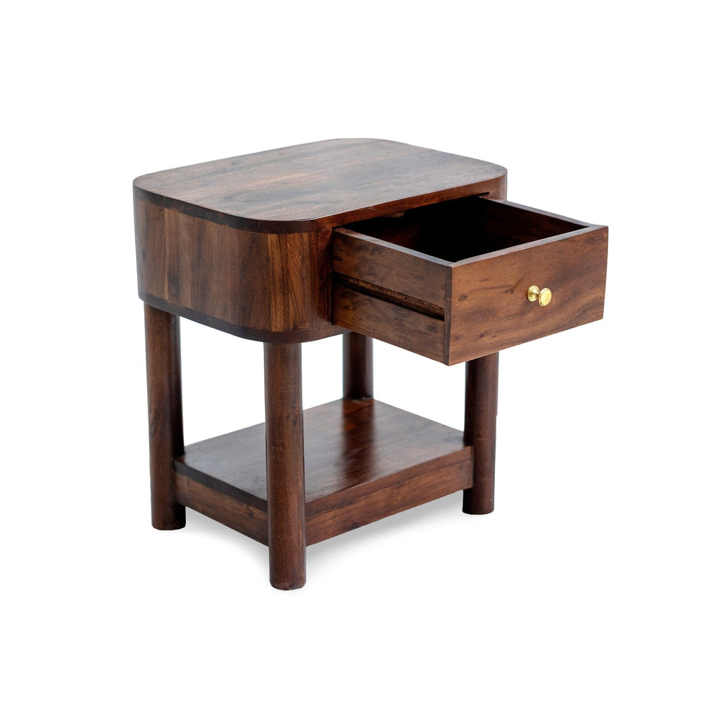 Avery Acacia Wood 1 Drawer Nightstand - Walnut