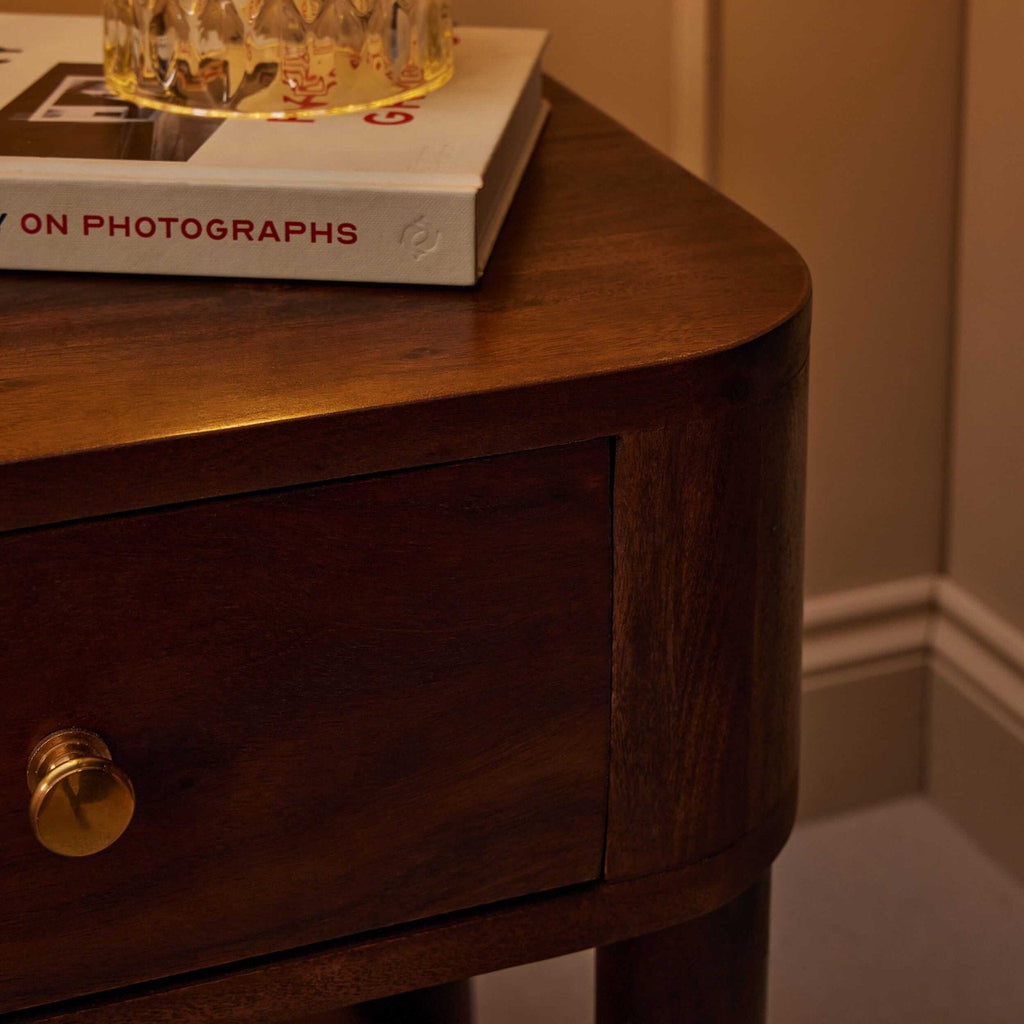 Avery Acacia Wood 1 Drawer Nightstand - Walnut
