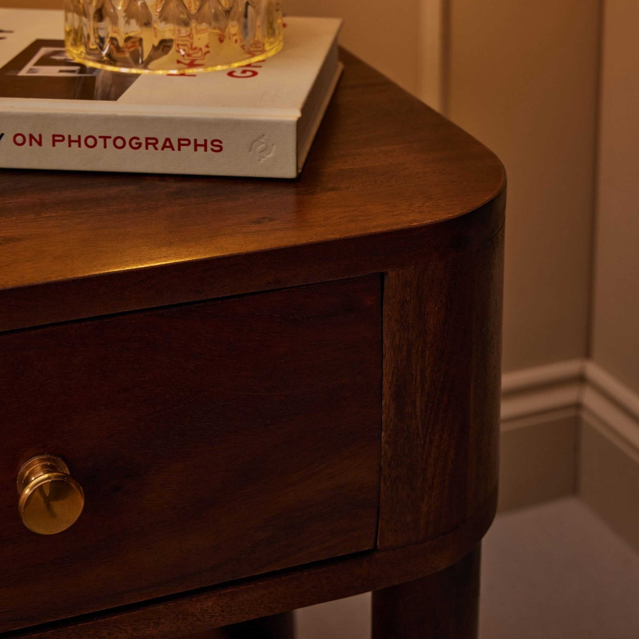Avery Acacia Wood 1 Drawer Nightstand - Walnut