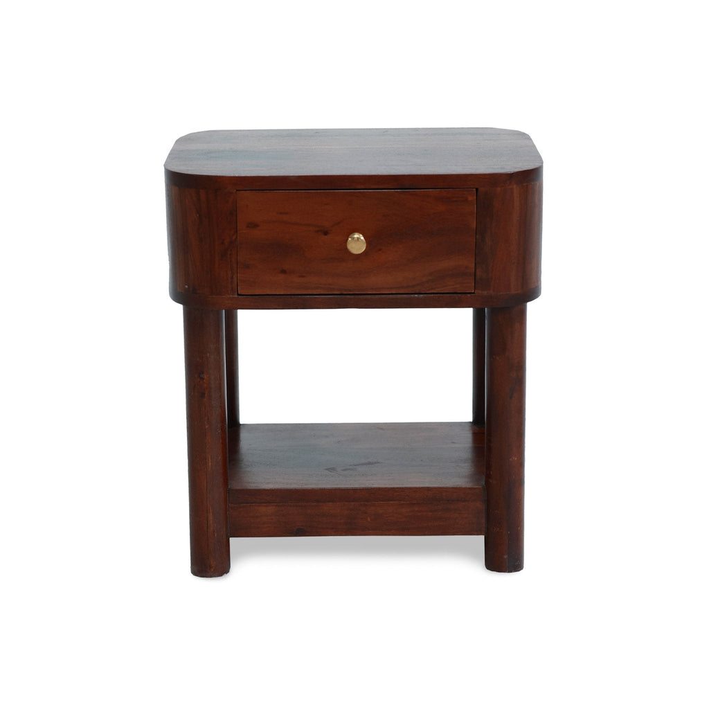 Avery Acacia Wood 1 Drawer Nightstand - Walnut