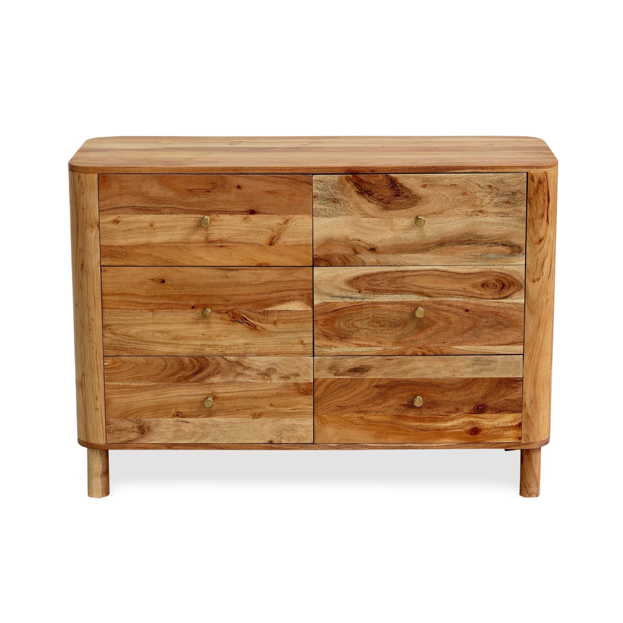 Avery Acacia Wood 6 Drawer Chest - Natural