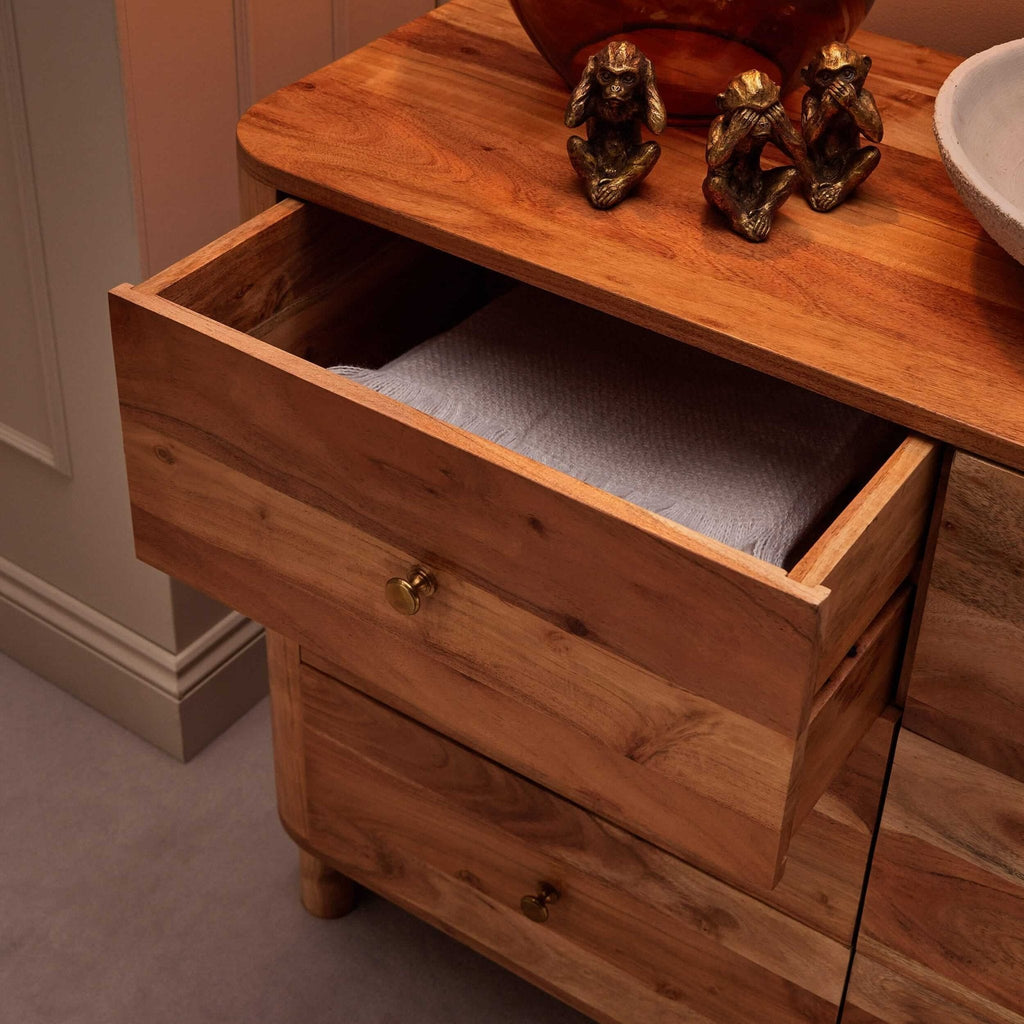 Avery Acacia Wood 6 Drawer Chest - Natural