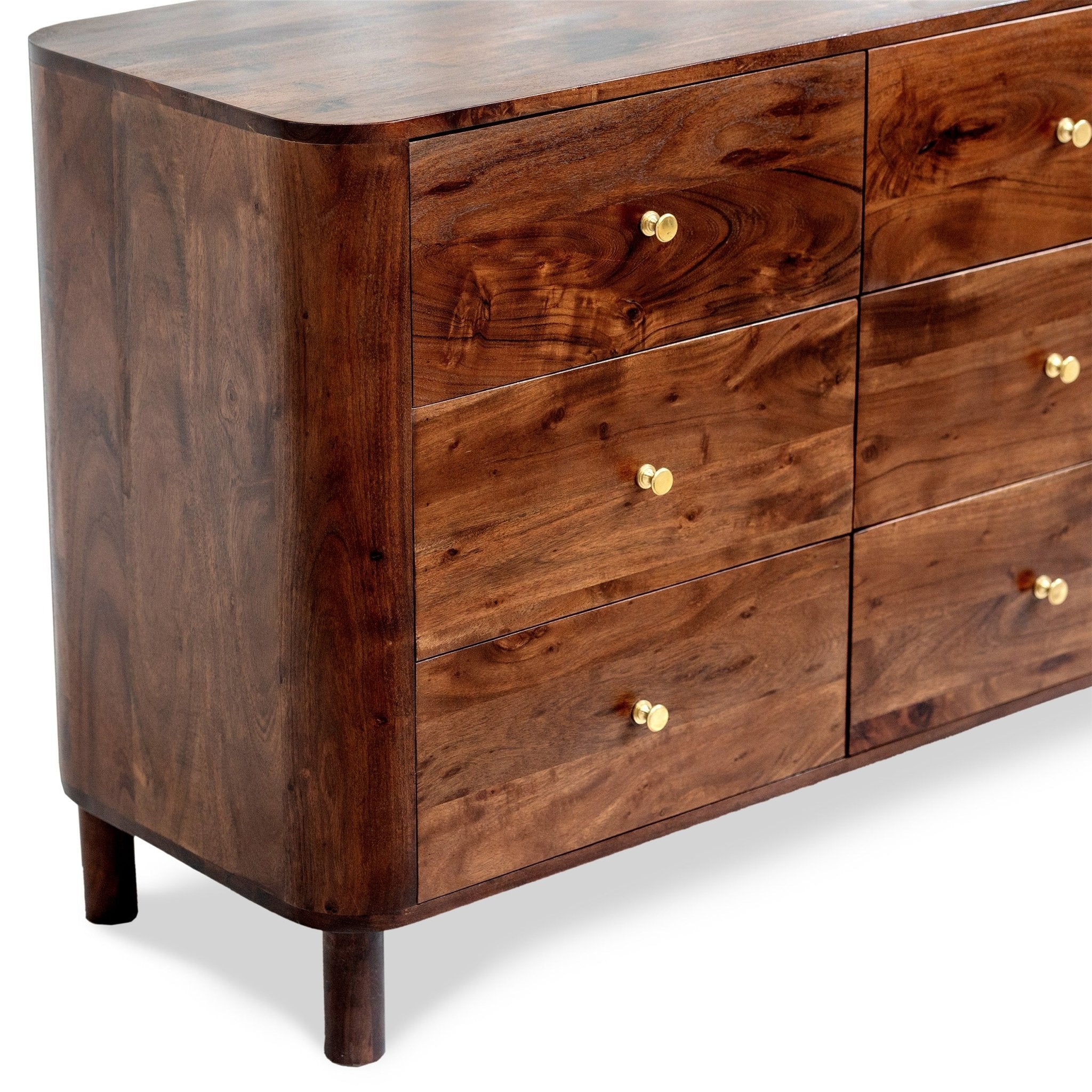 Avery Acacia Wood 6 Drawer Chest - Walnut