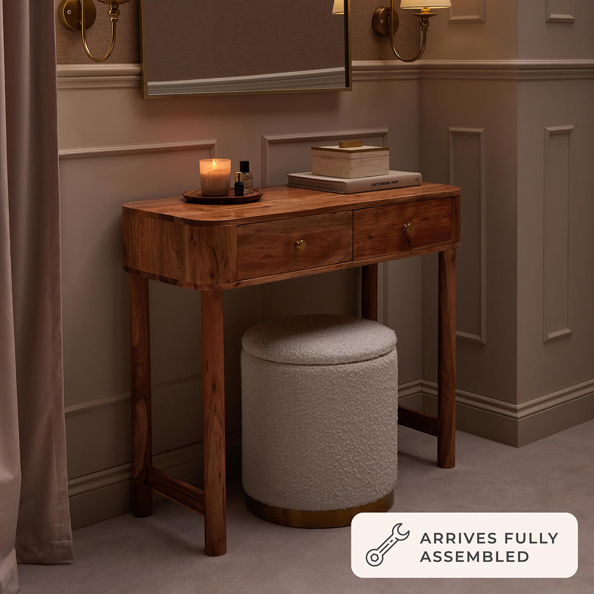 Avery Acacia Wood Dressing Table Console - Natural