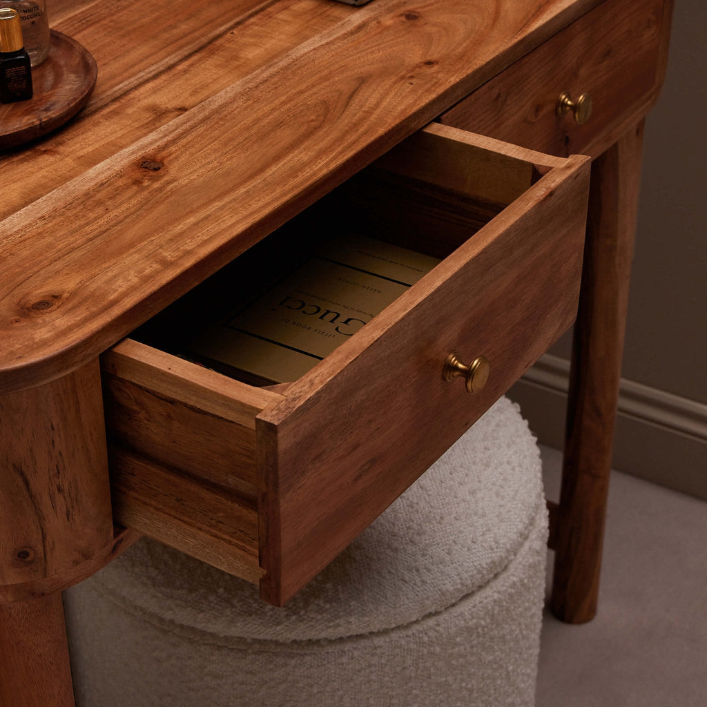 Avery Acacia Wood Dressing Table Console - Natural