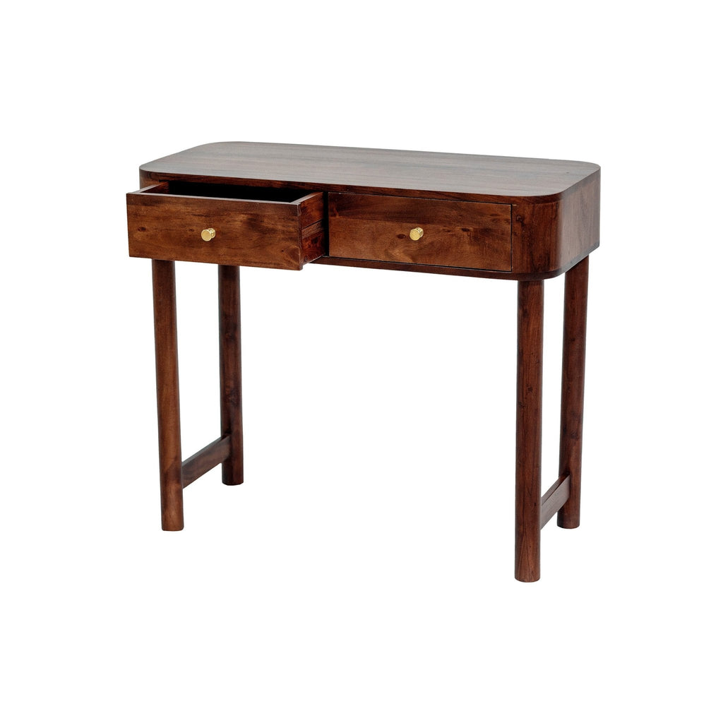 Avery Acacia Wood Dressing Table Console - Walnut