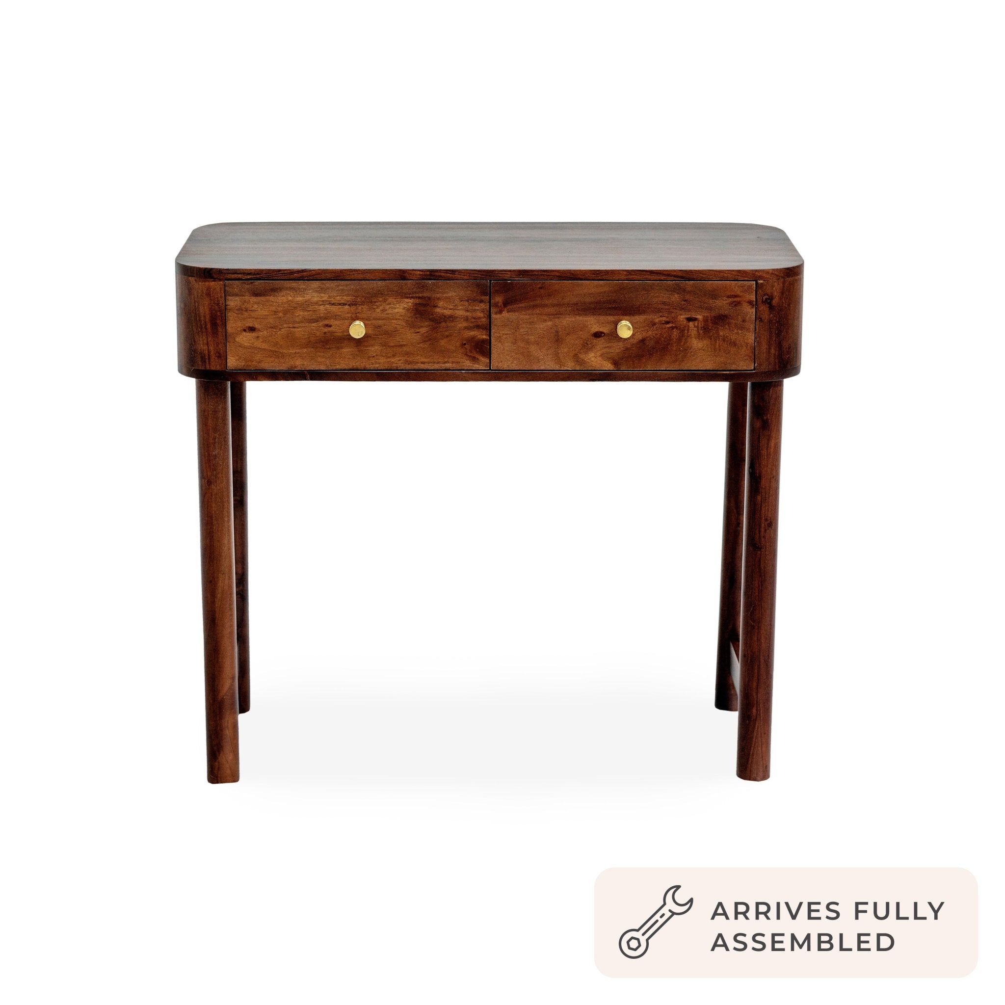 Avery Acacia Wood Dressing Table Console - Walnut