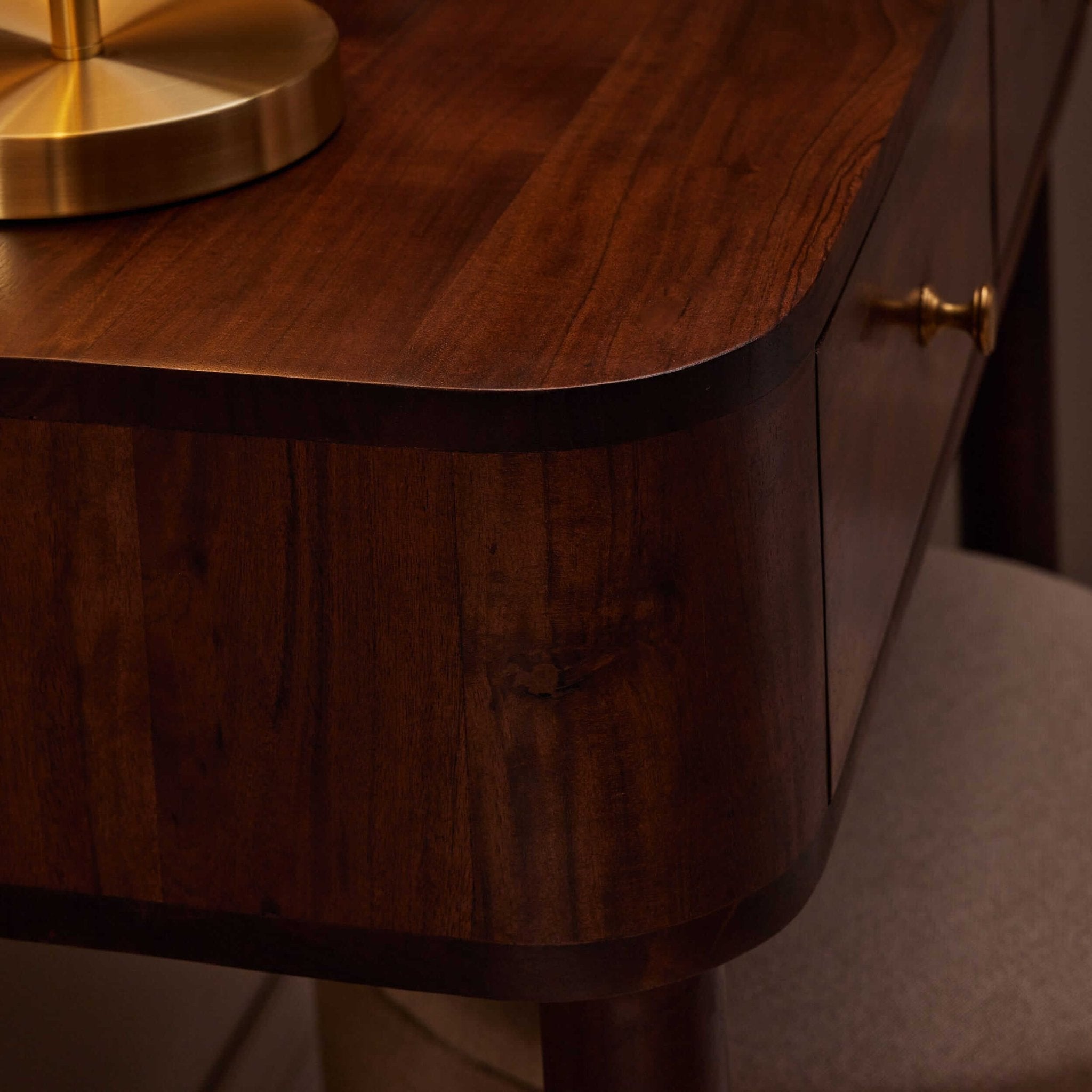 Avery Acacia Wood Dressing Table Console - Walnut