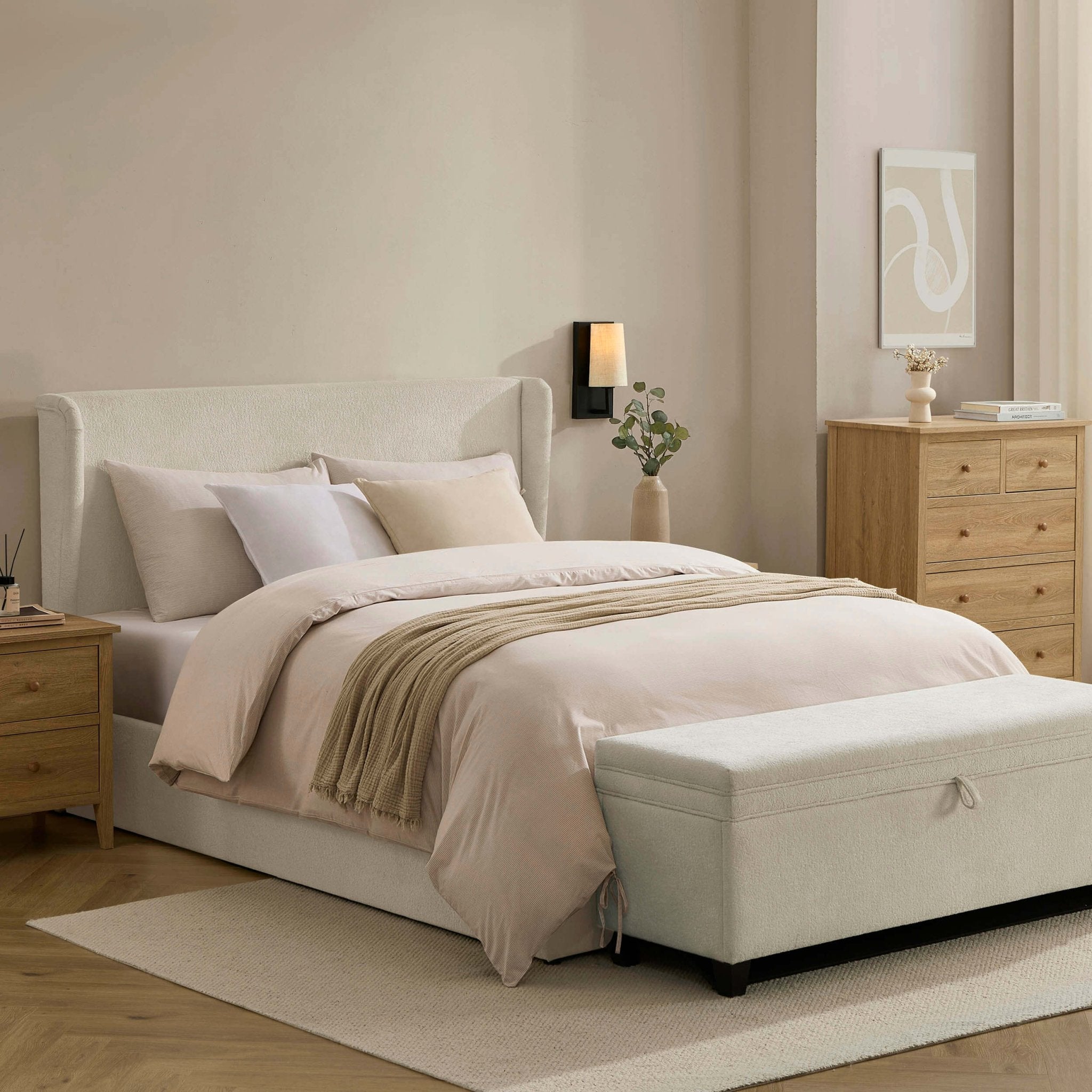 Berkeley Ottoman Storage Bed - Chenille Ecru