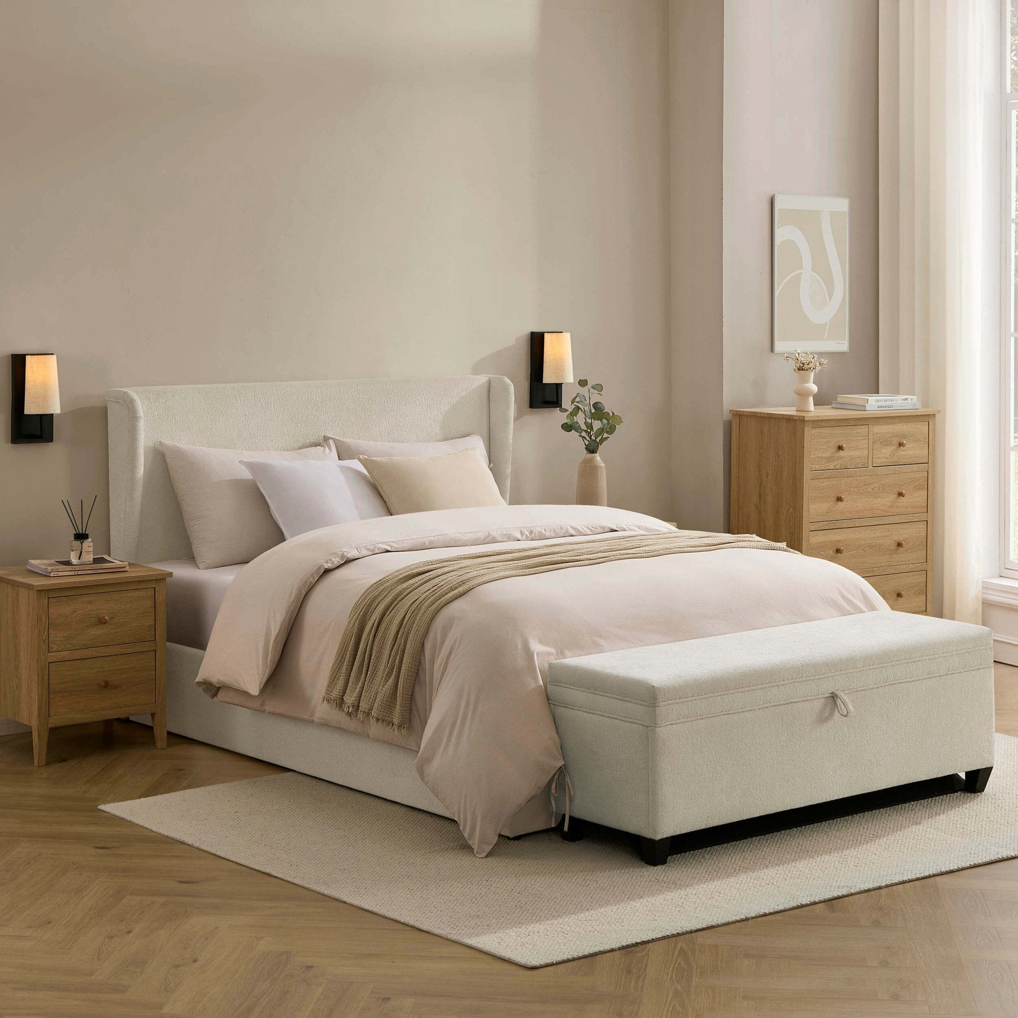 Berkeley Ottoman Storage Bed - Chenille Ecru