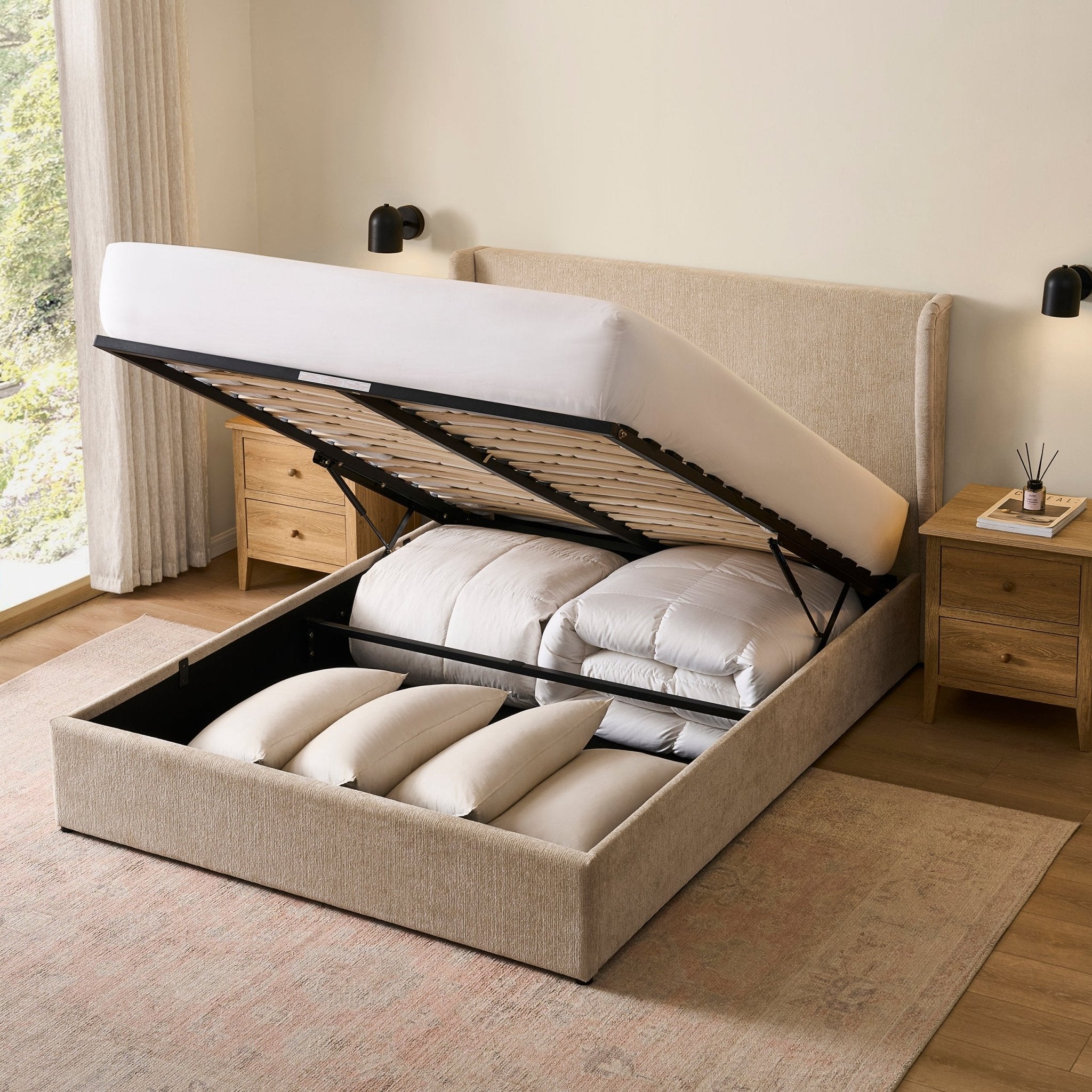 Berkeley Ottoman Storage Bed - Textured Oatmeal