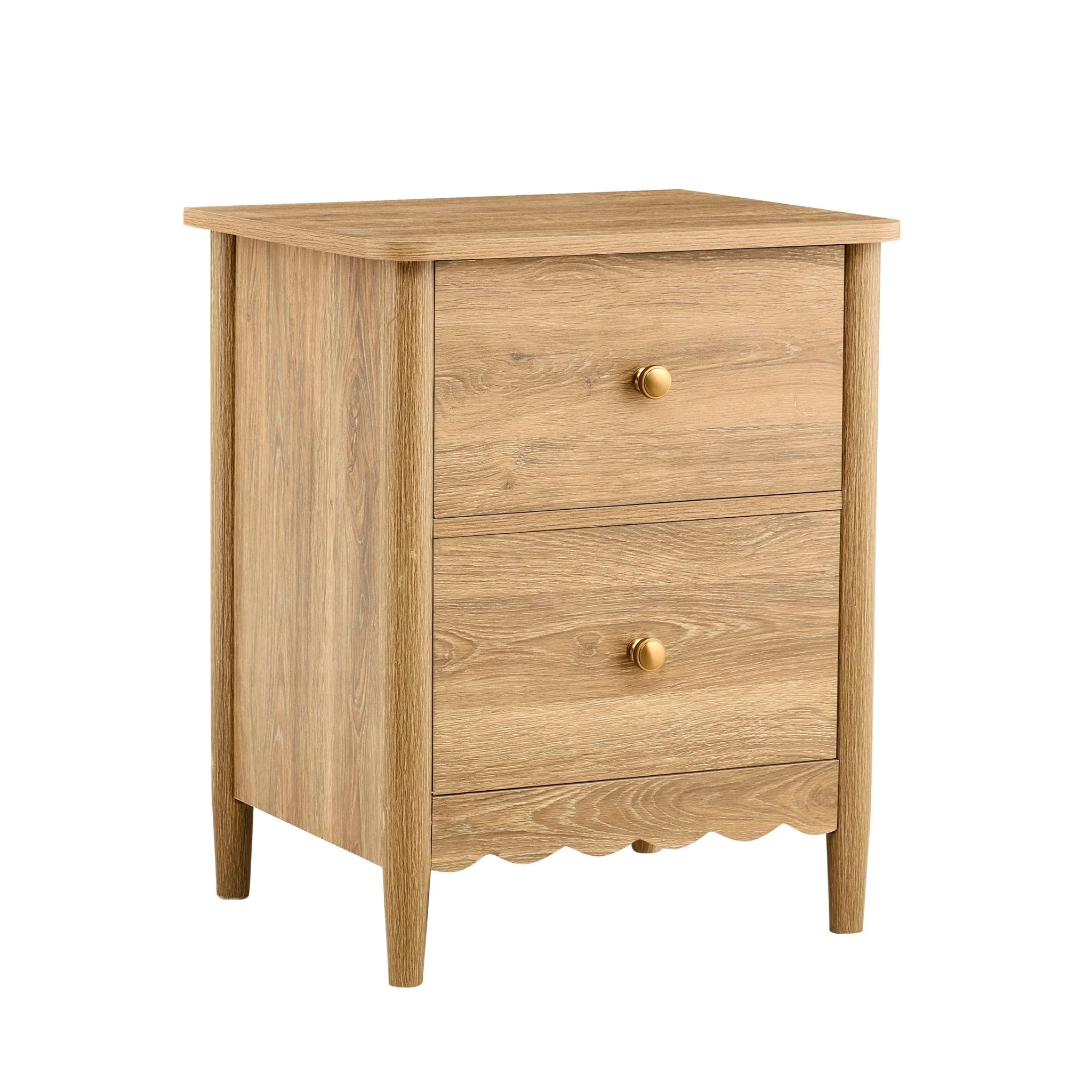 Betty 2 Drawer Bedside Table - Light Wood