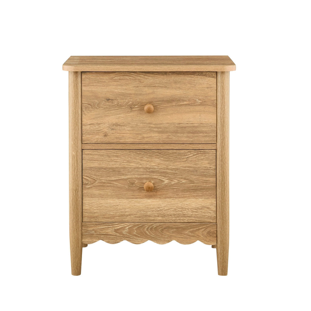 Betty 2 Drawer Bedside Table - Light Wood