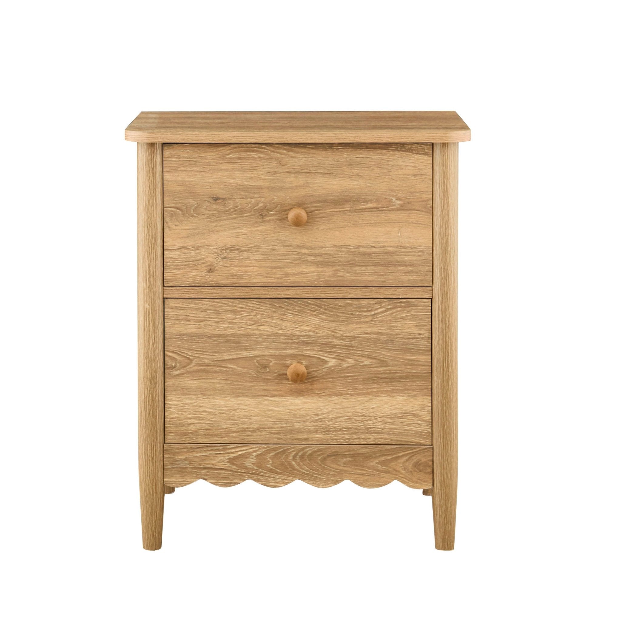 Betty 2 Drawer Bedside Table - Light Wood
