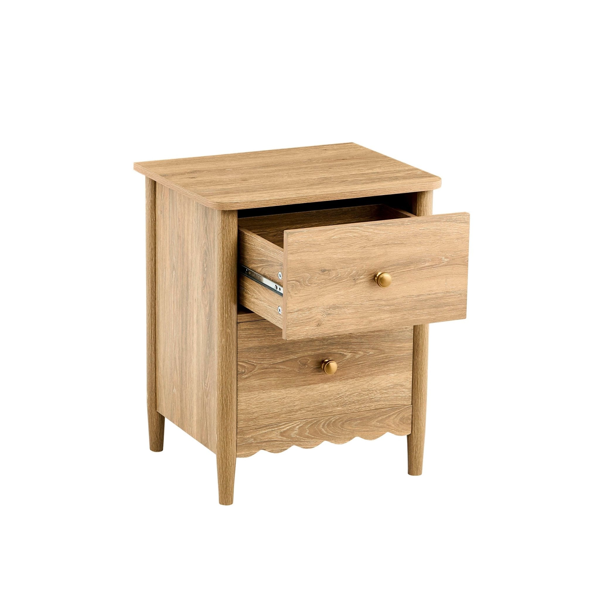 Betty 2 Drawer Bedside Table - Light Wood