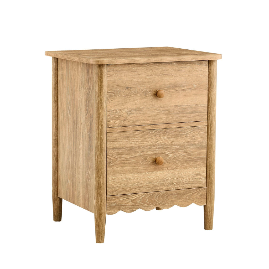 Betty 2 Drawer Bedside Table - Light Wood