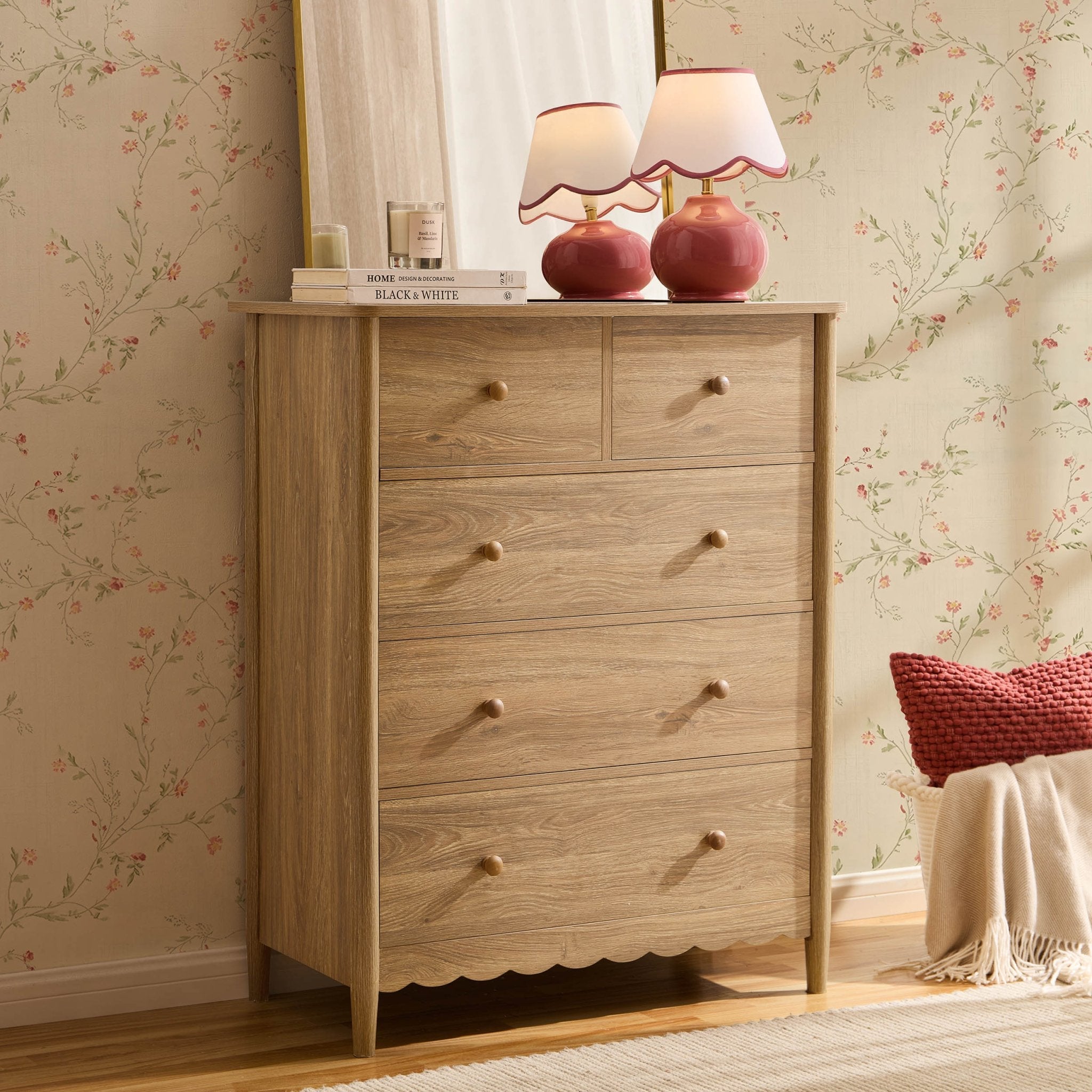 Betty 5 Drawer Chest - Light Wood