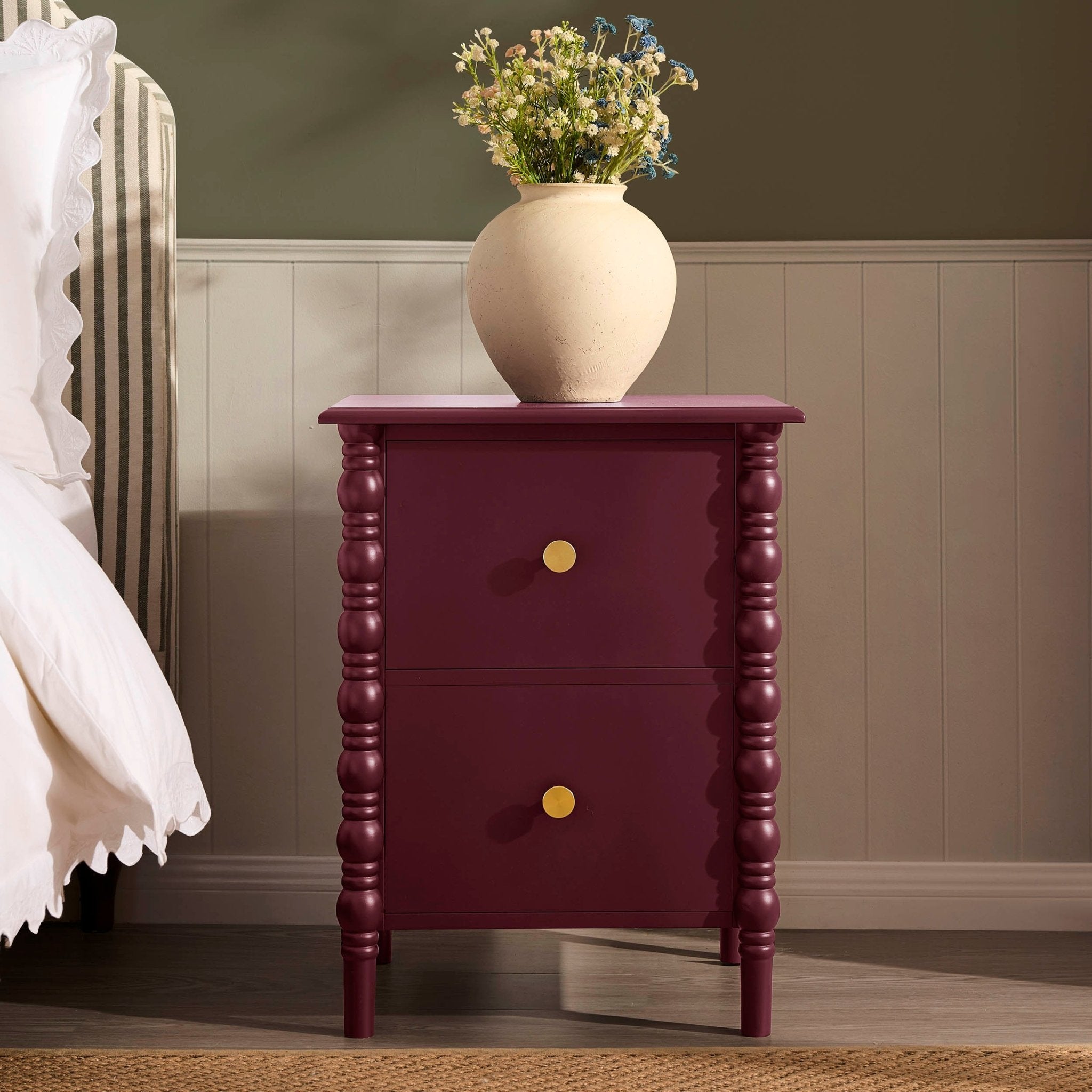 Bonnie Bobbin 2 Drawer Bedside Table - Tawny Port
