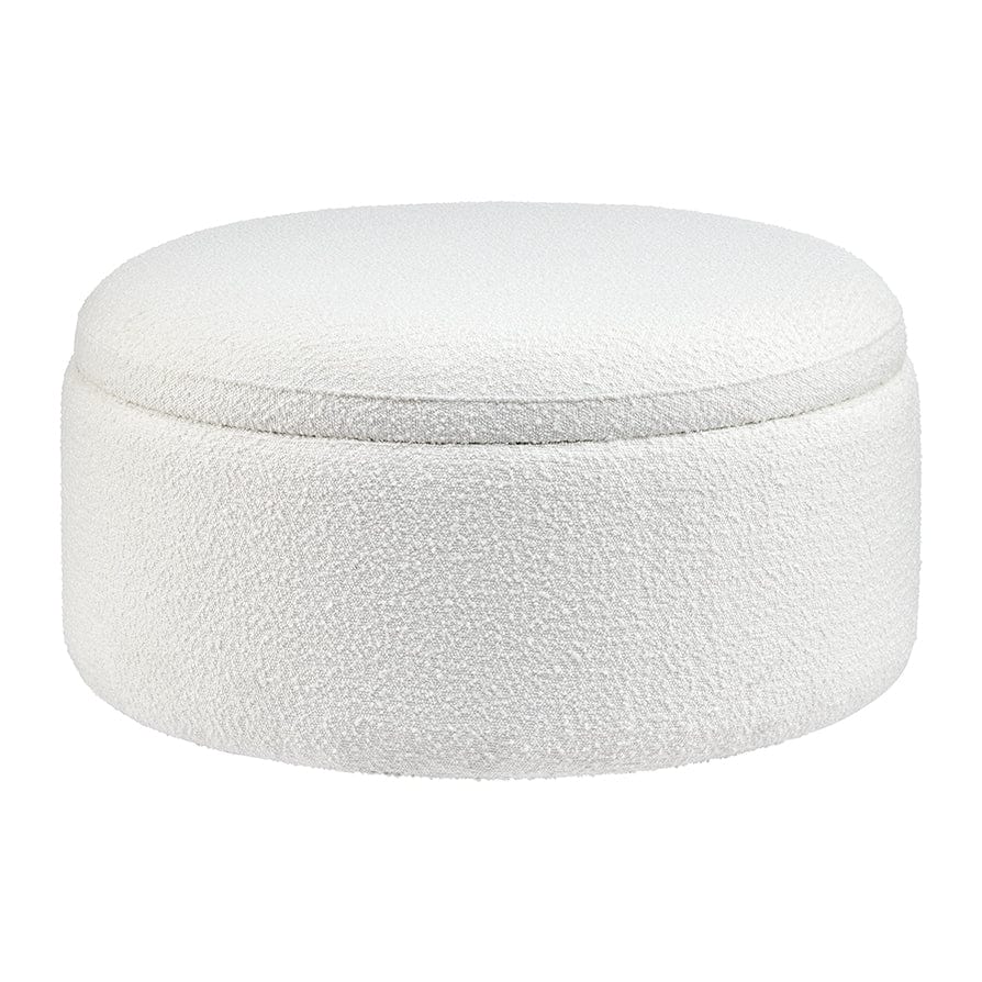 Stockton Boucle Round Storage Pouffe - Off White