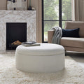 Stockton Boucle Round Storage Pouffe - Off White
