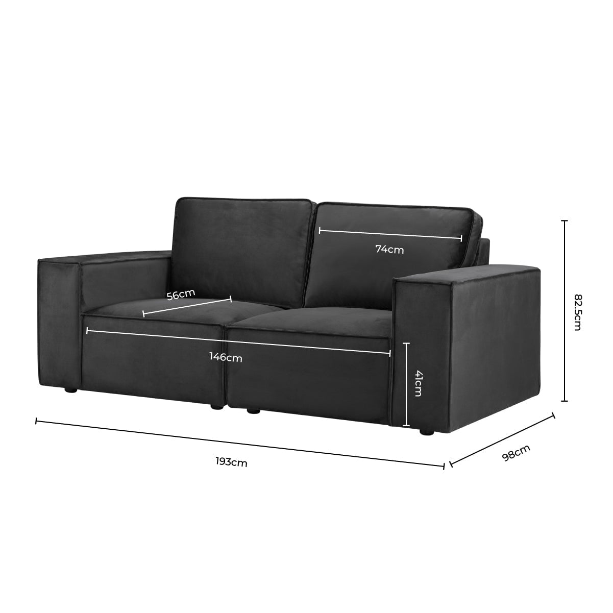 Brooklyn 2 Seater Sofa - Ink