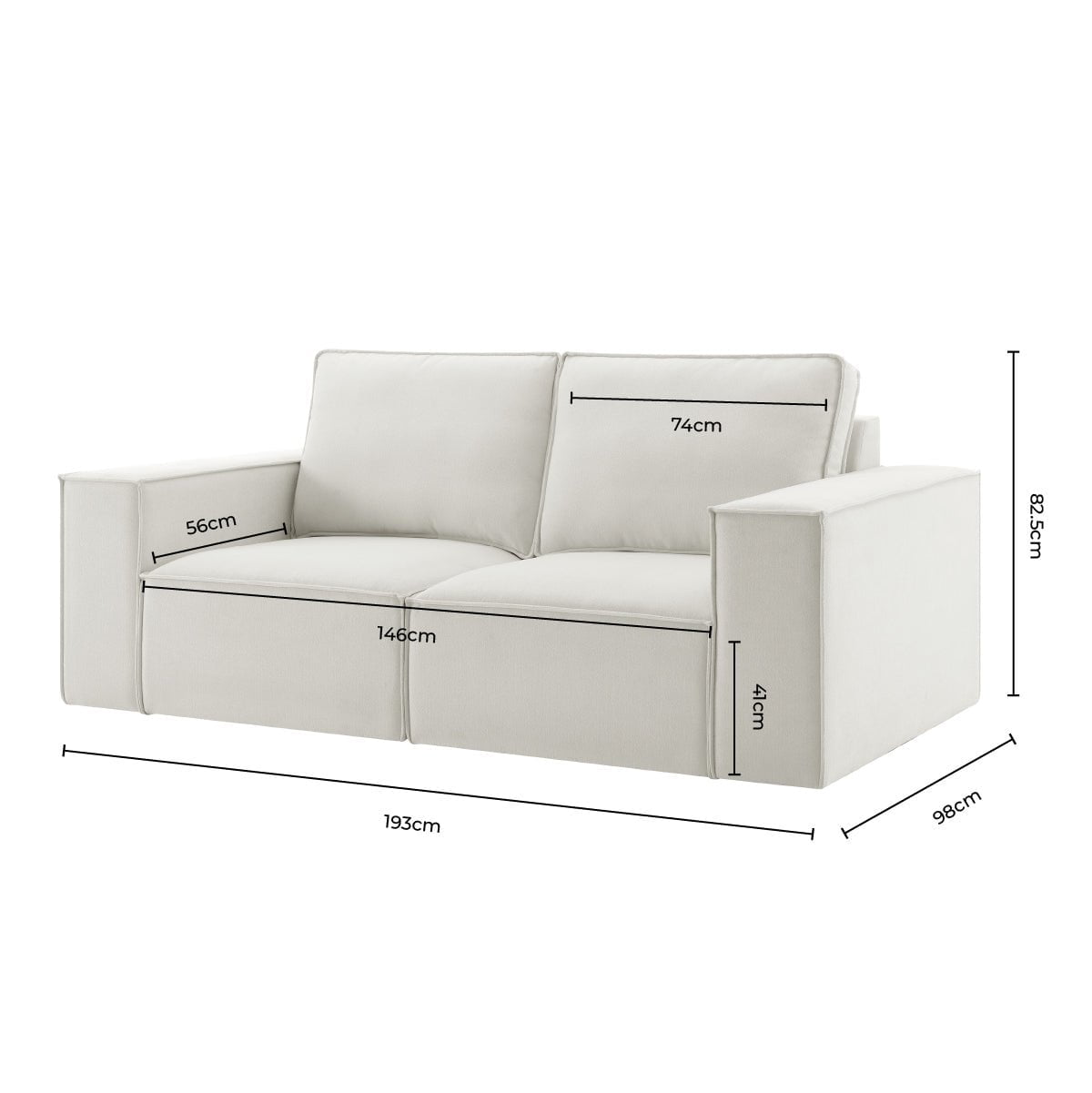 Brooklyn 2 Seater Sofa - Ivory