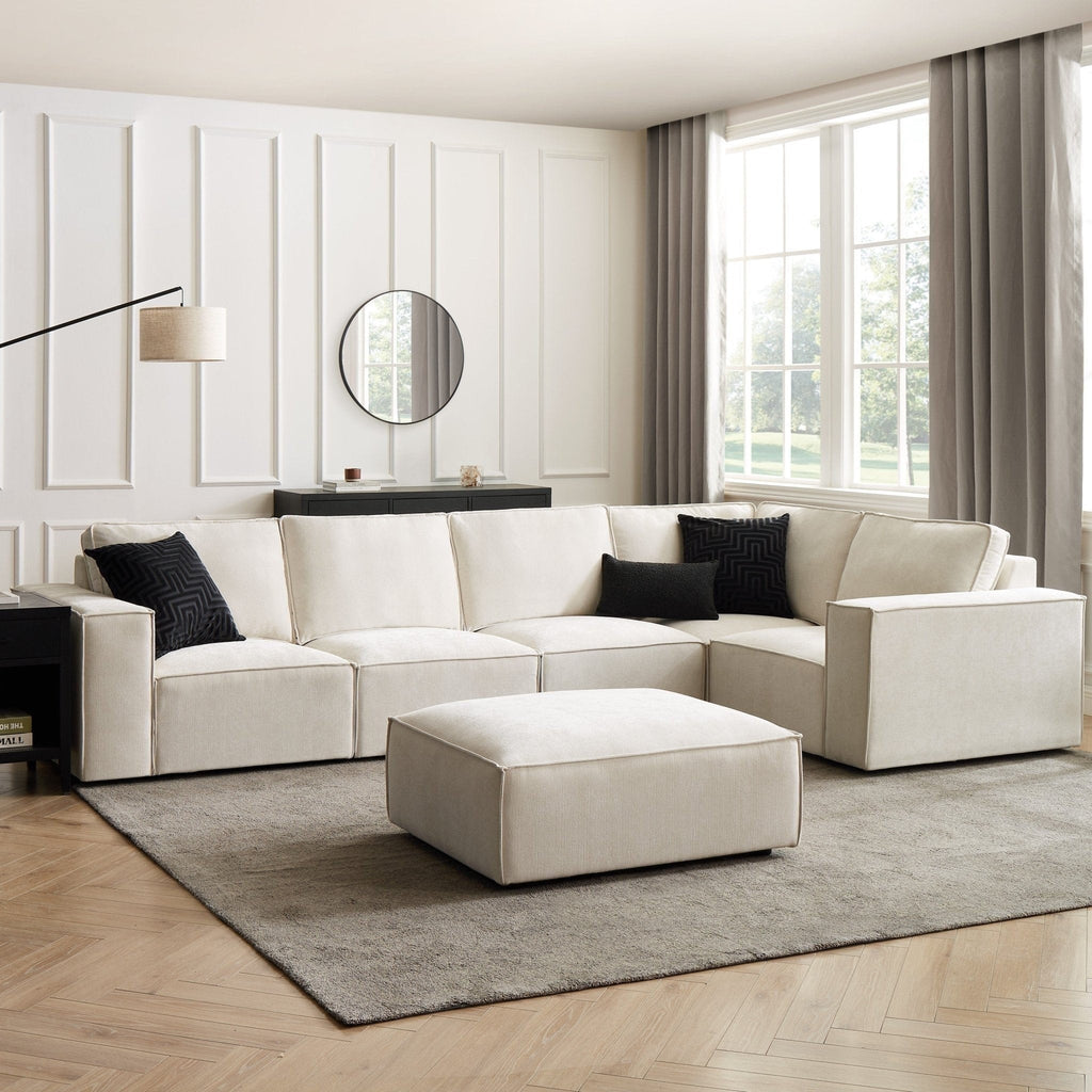 Brooklyn Large Right Hand L-Shape Sofa - Ivory