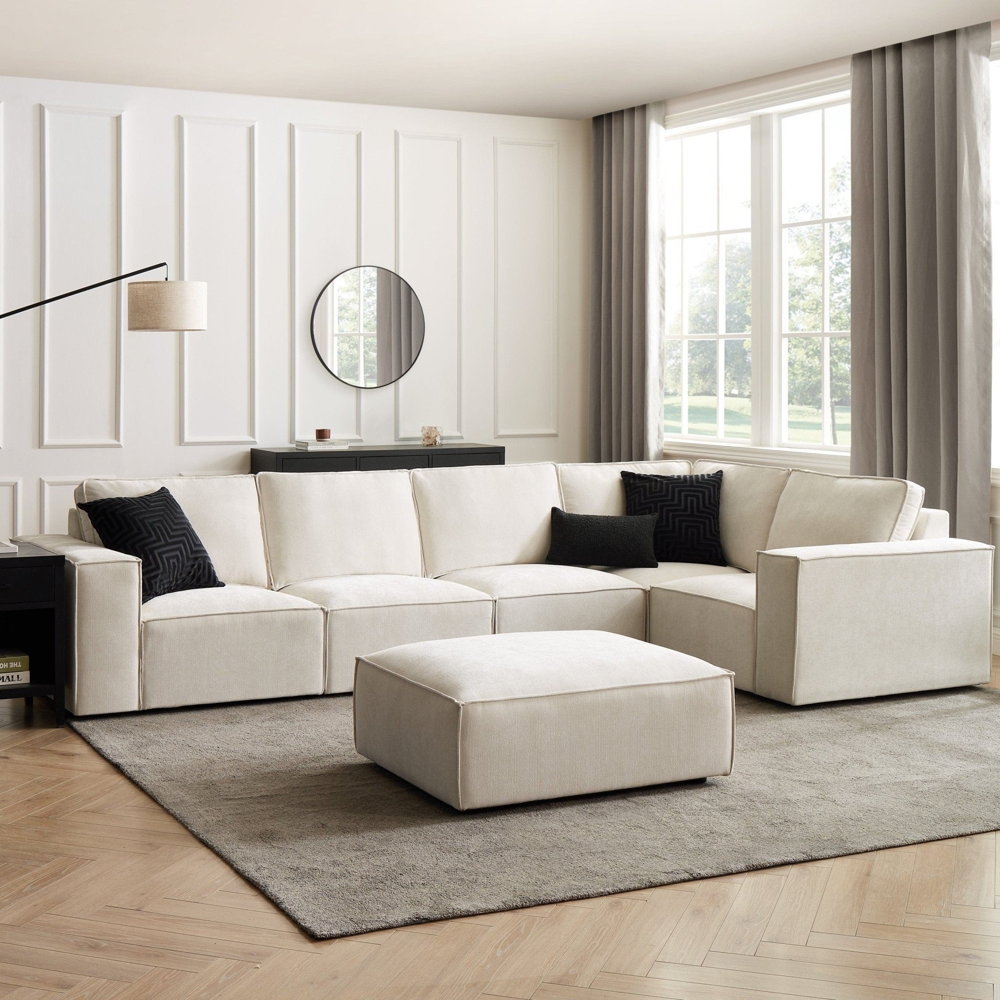 Brooklyn Large Right Hand L-Shape Sofa - Ivory