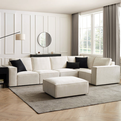 Brooklyn Large Right Hand L-Shape Sofa - Ivory