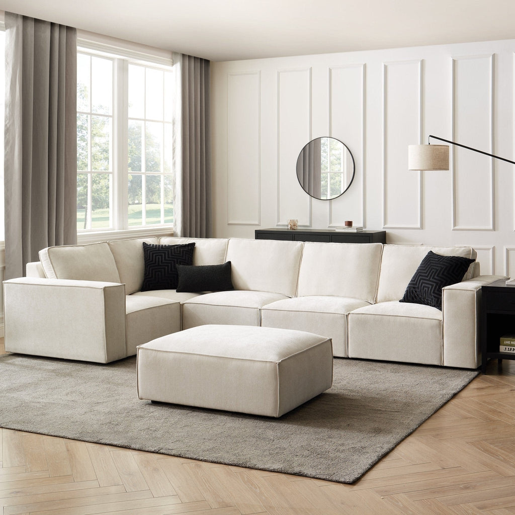 Brooklyn Large Left Hand L-Shape Sofa - Ivory