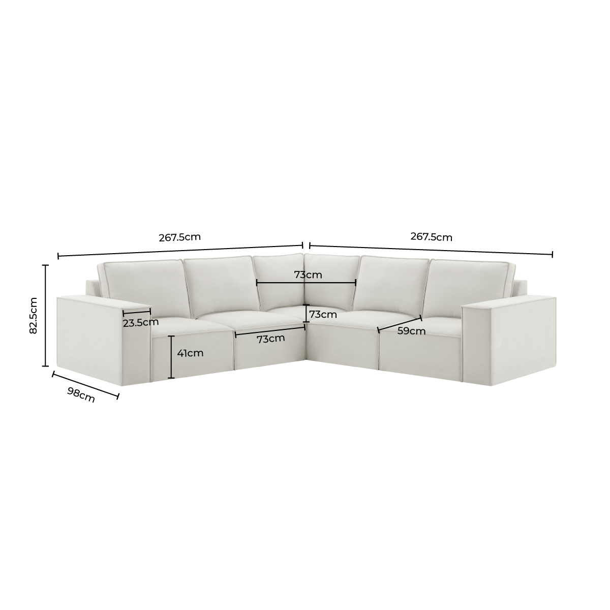 Brooklyn Large Left Hand Corner Sofa - Ivory