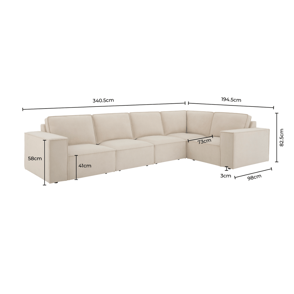 Brooklyn Large Right Hand L-Shape Sofa - Ivory
