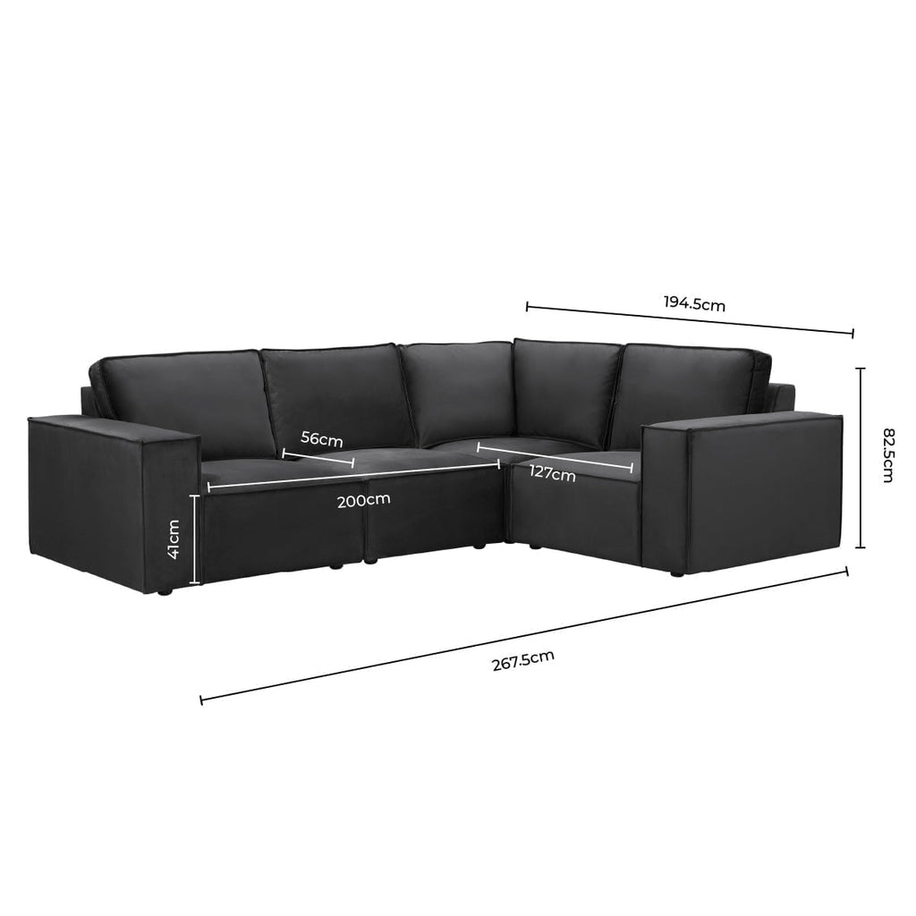 Brooklyn Small Left Hand L-Shape Sofa - Ink