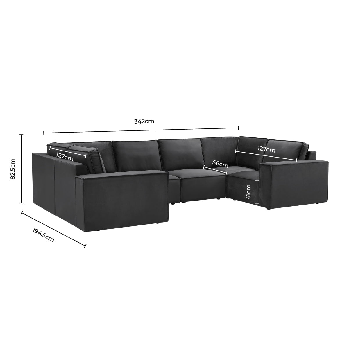 Brooklyn U-Shape Sofa - Ink