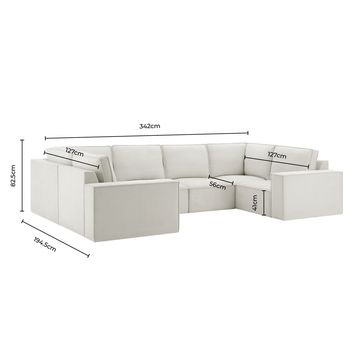Brooklyn U-Shape Sofa - Ivory
