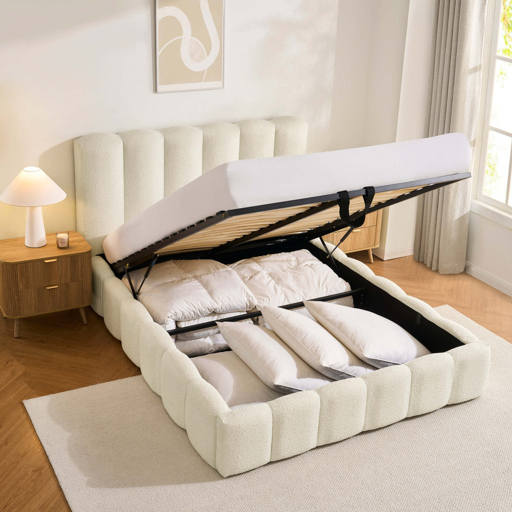Cheshire Boucle Ottoman Storage Bed - Off White