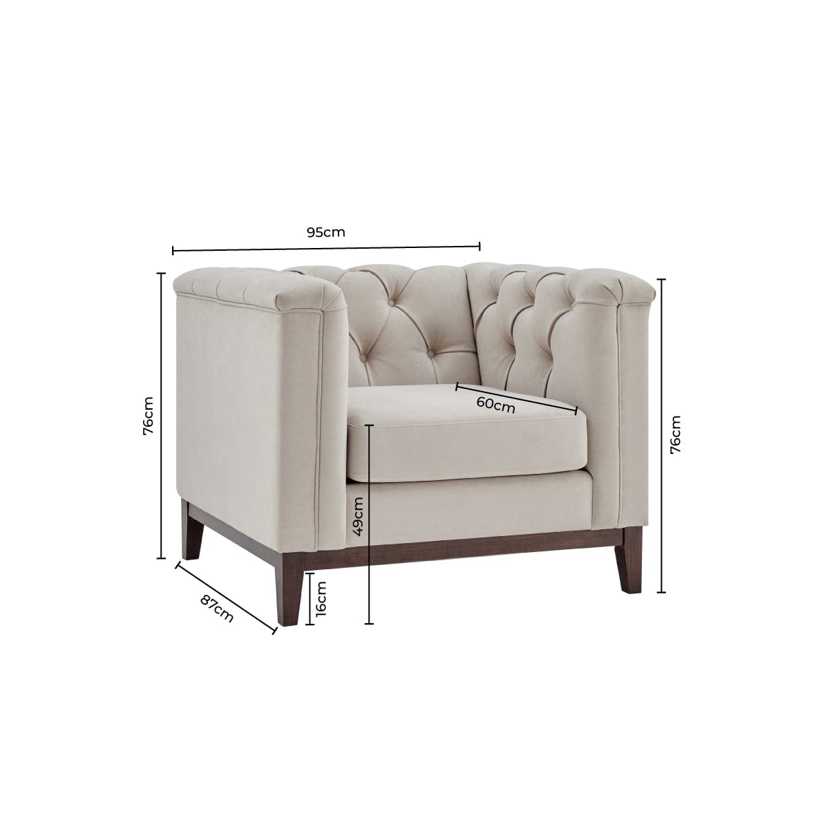 Chesterfield Armchair - Stone