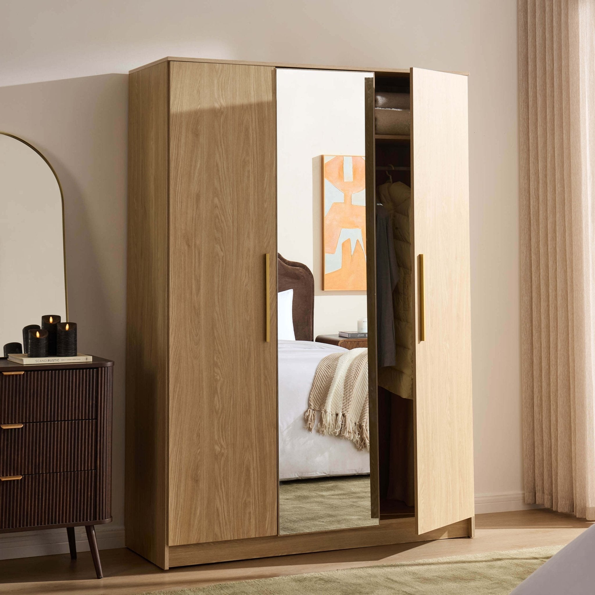 Darcey 3 Door Wardrobe - Light Wood