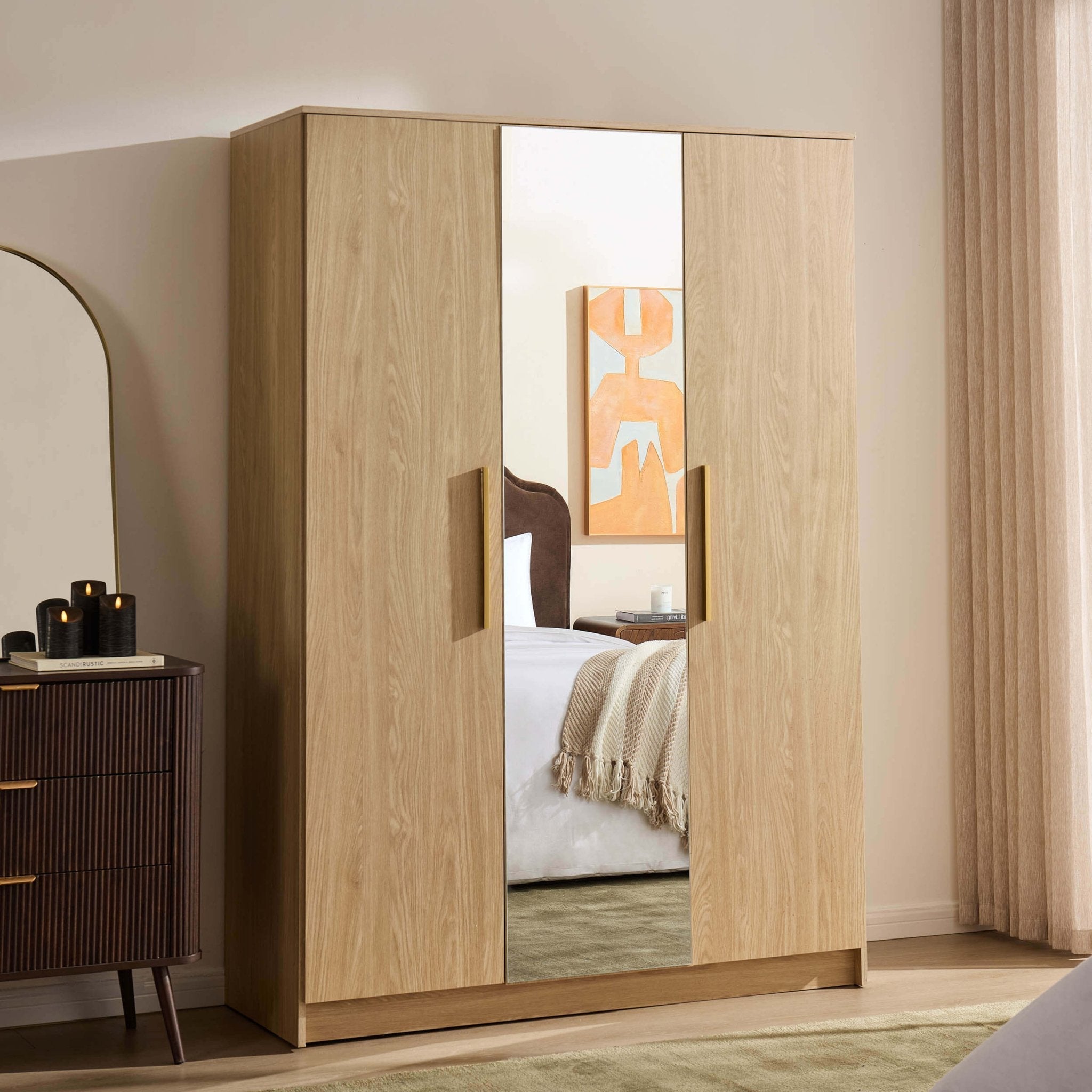 Darcey 3 Door Wardrobe - Light Wood
