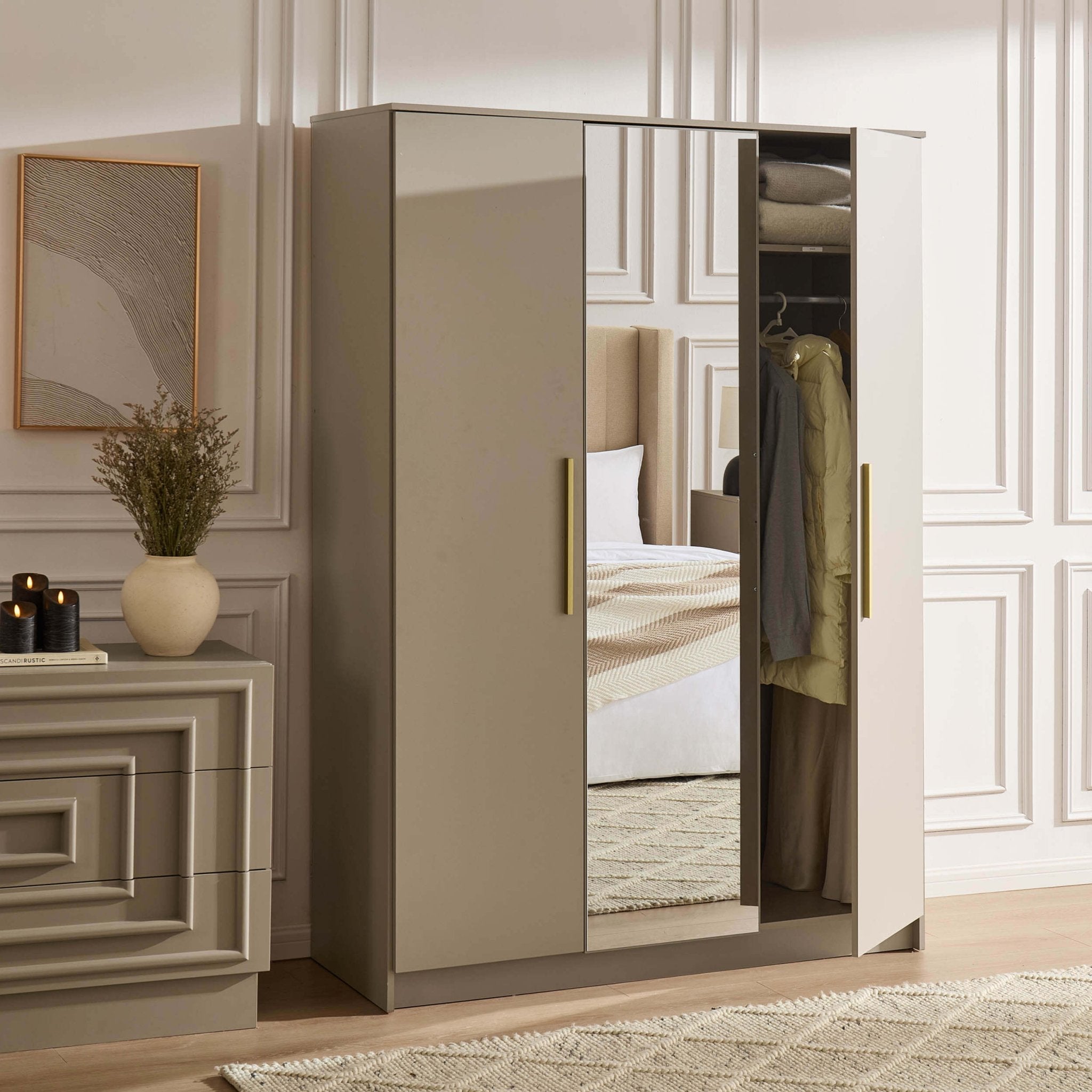 Darcey 3 Door Wardrobe - Taupe