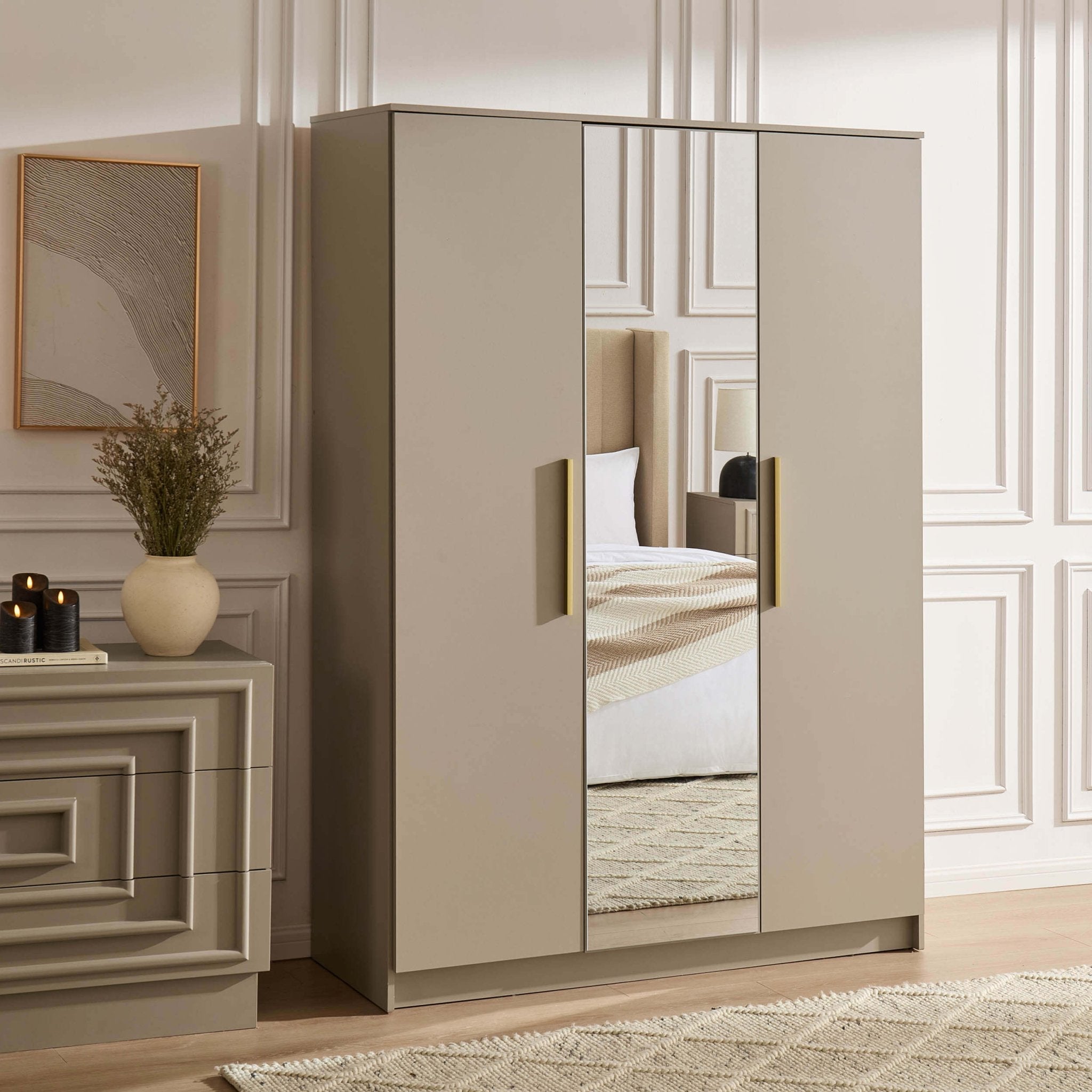 Darcey 3 Door Wardrobe - Taupe