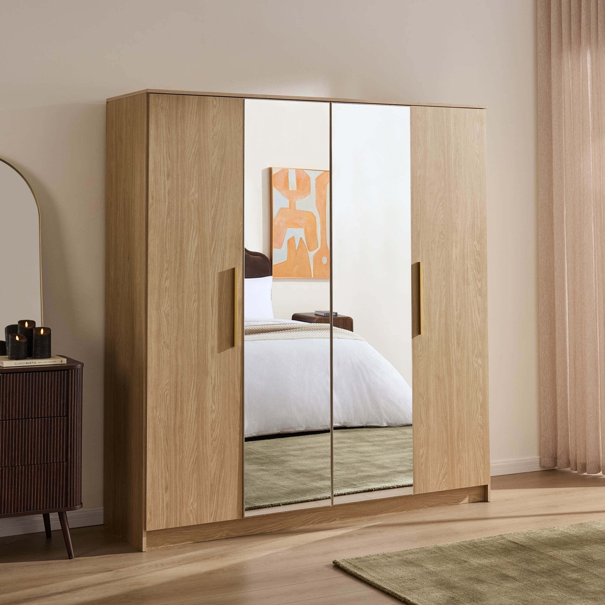 Darcey 4 Door Wardrobe - Light Wood