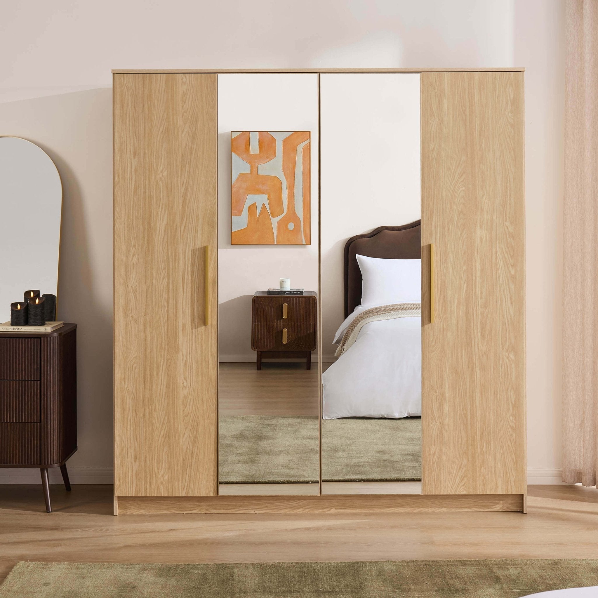 Darcey 4 Door Wardrobe - Light Wood