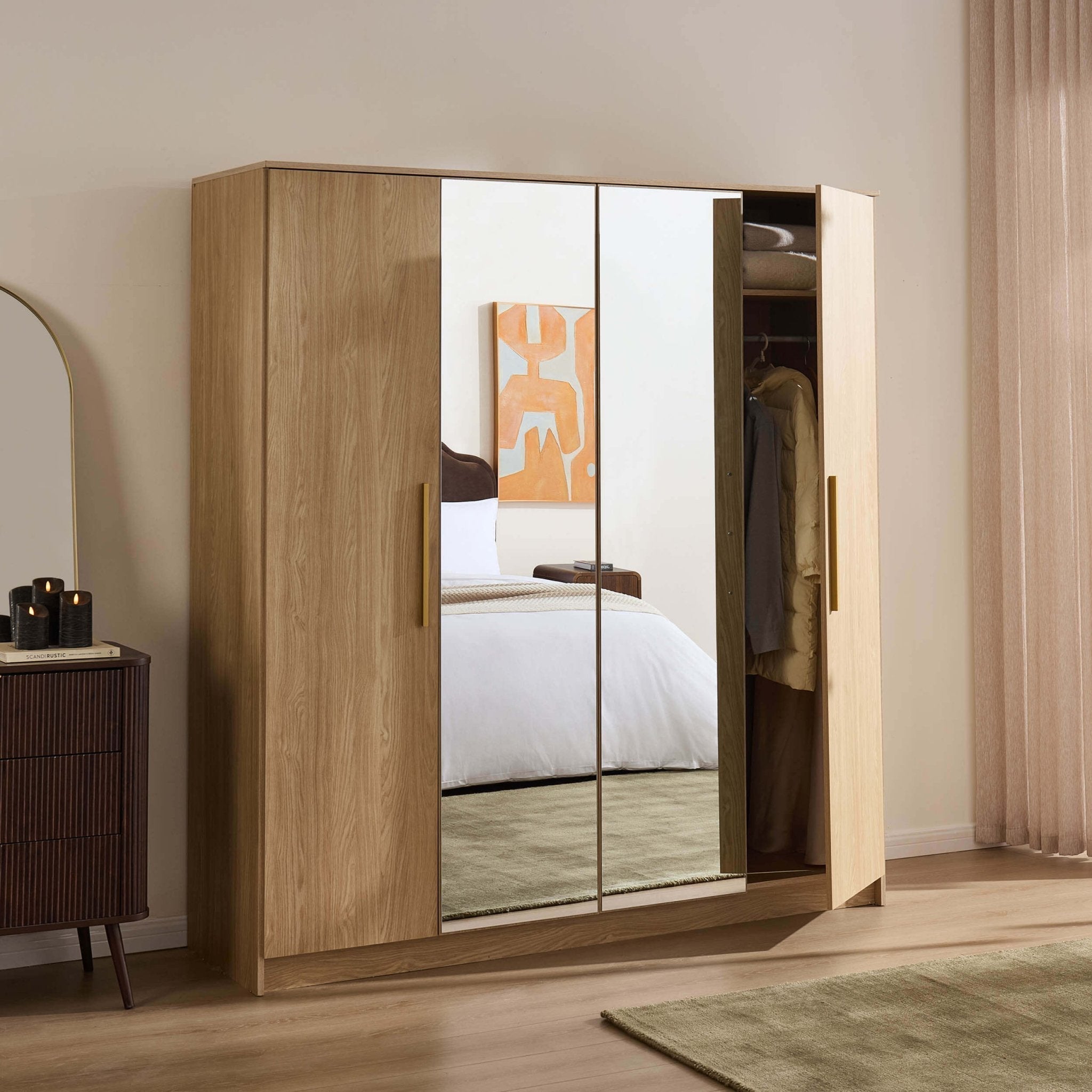 Darcey 4 Door Wardrobe - Light Wood